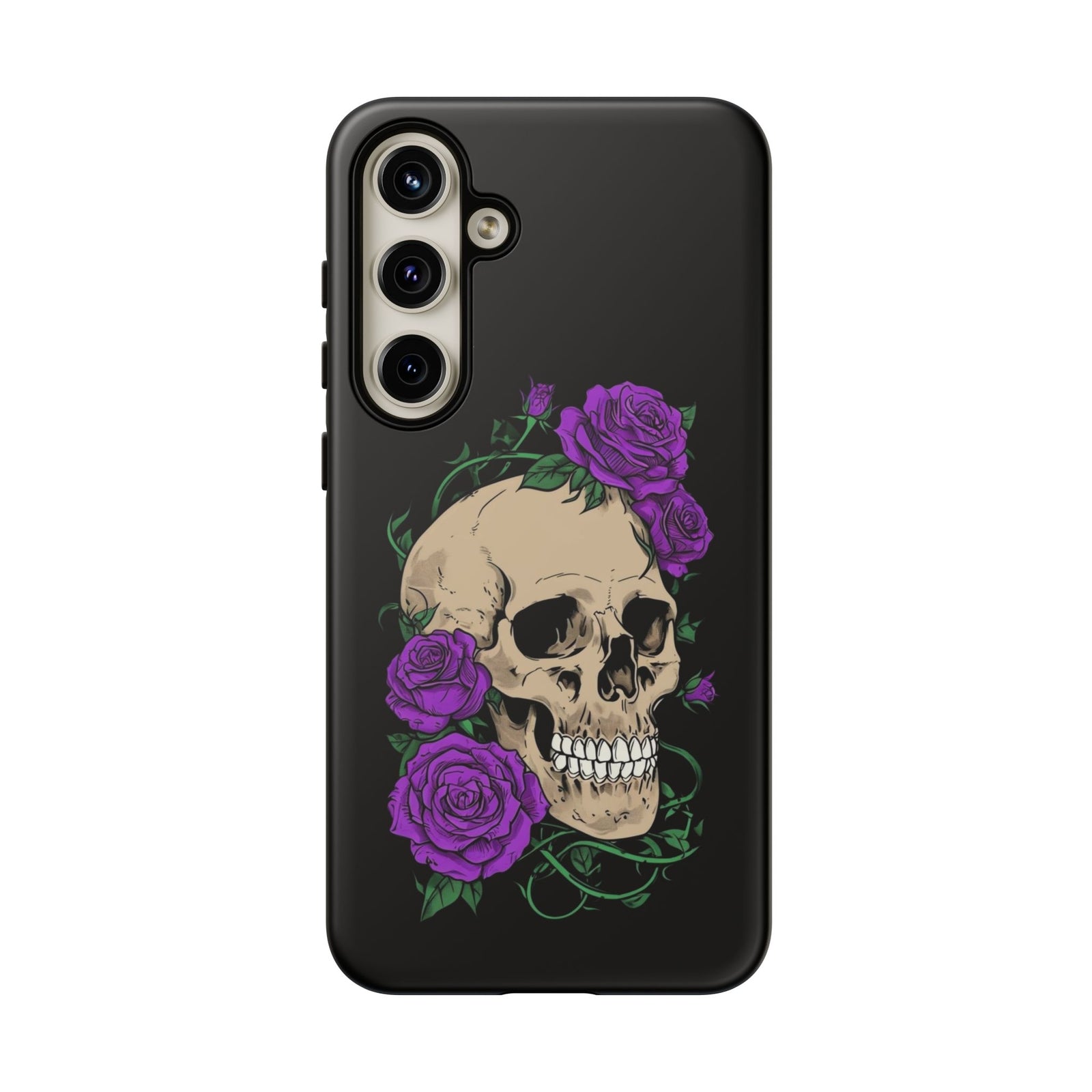 Skull Flower Phone Case, Edgy Floral Phone Cover, Tough Phone Cases, Gothic