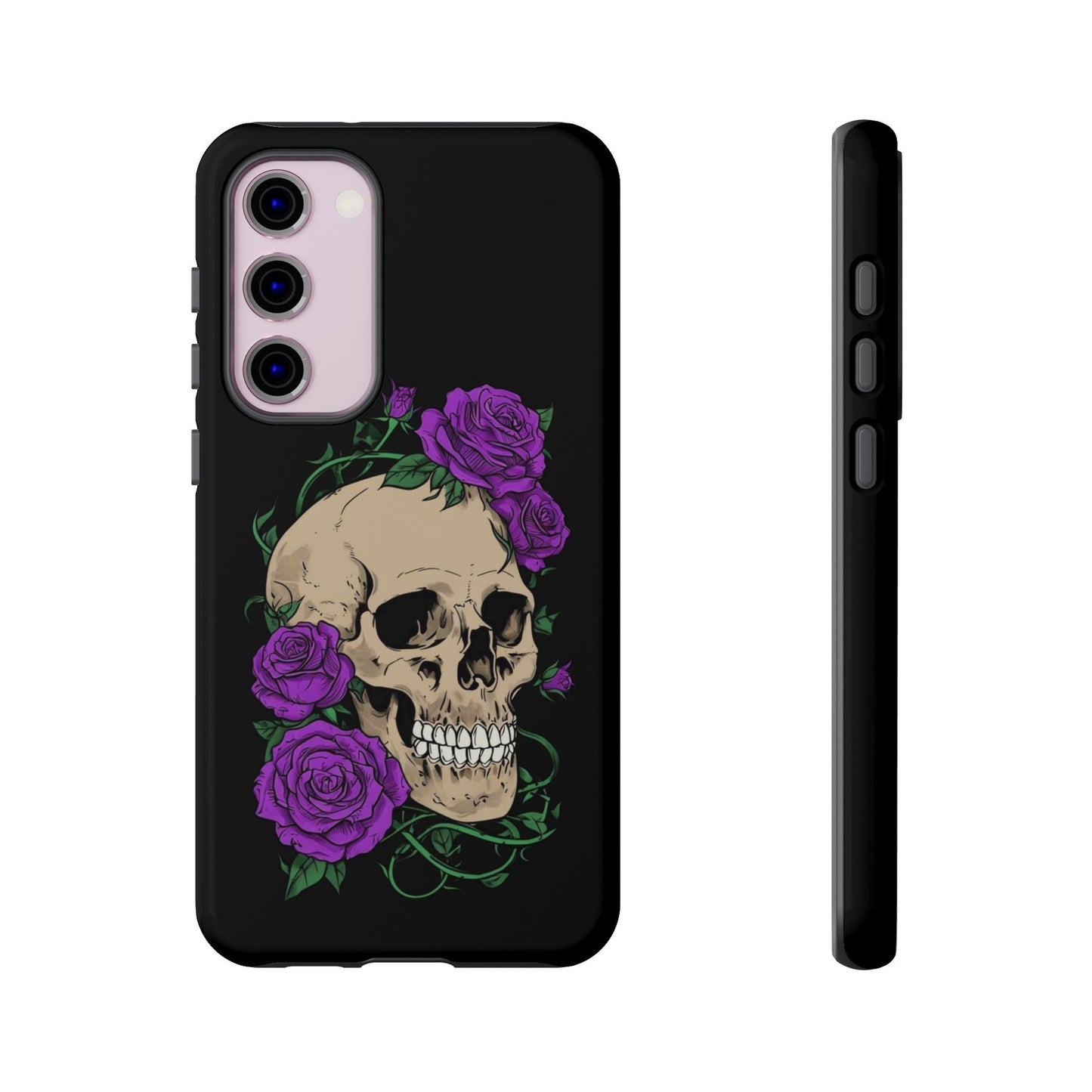 Skull Flower Phone Case, Edgy Floral Phone Cover, Tough Phone Cases, Gothic