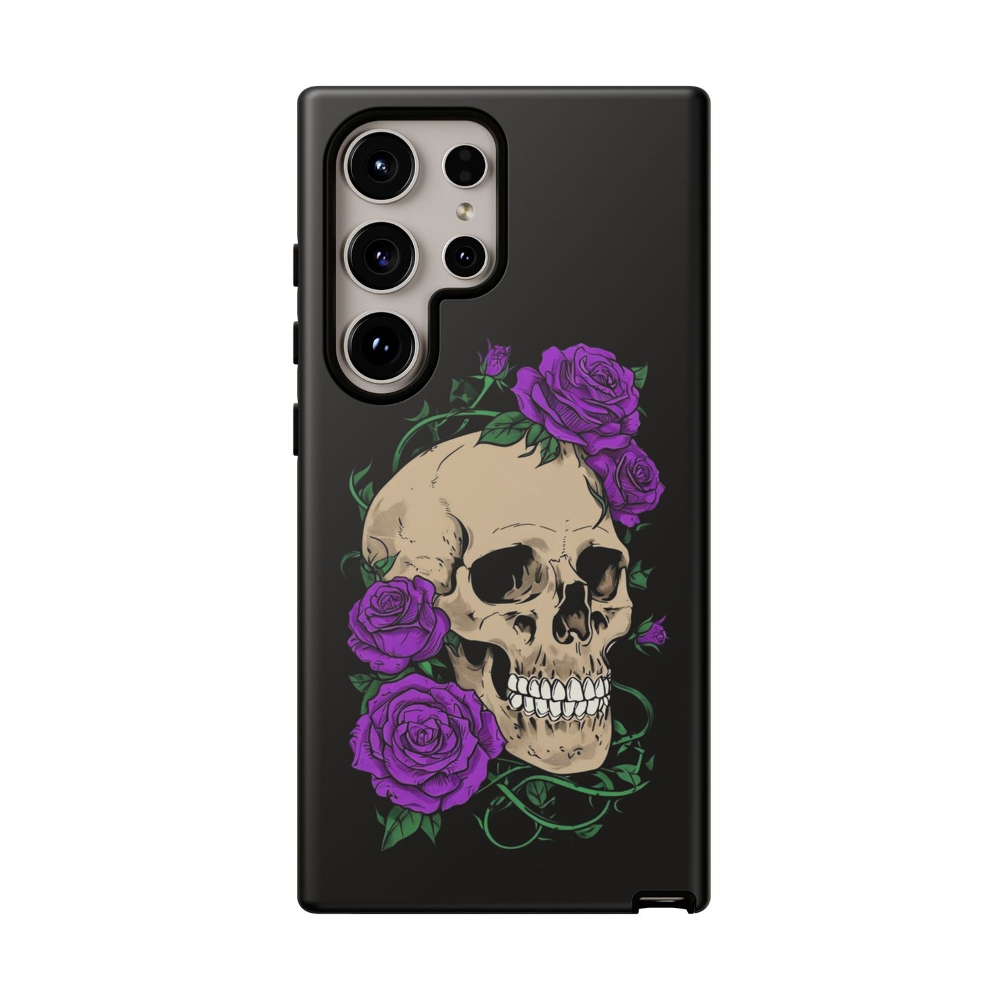 Skull Flower Phone Case, Edgy Floral Phone Cover, Tough Phone Cases, Gothic