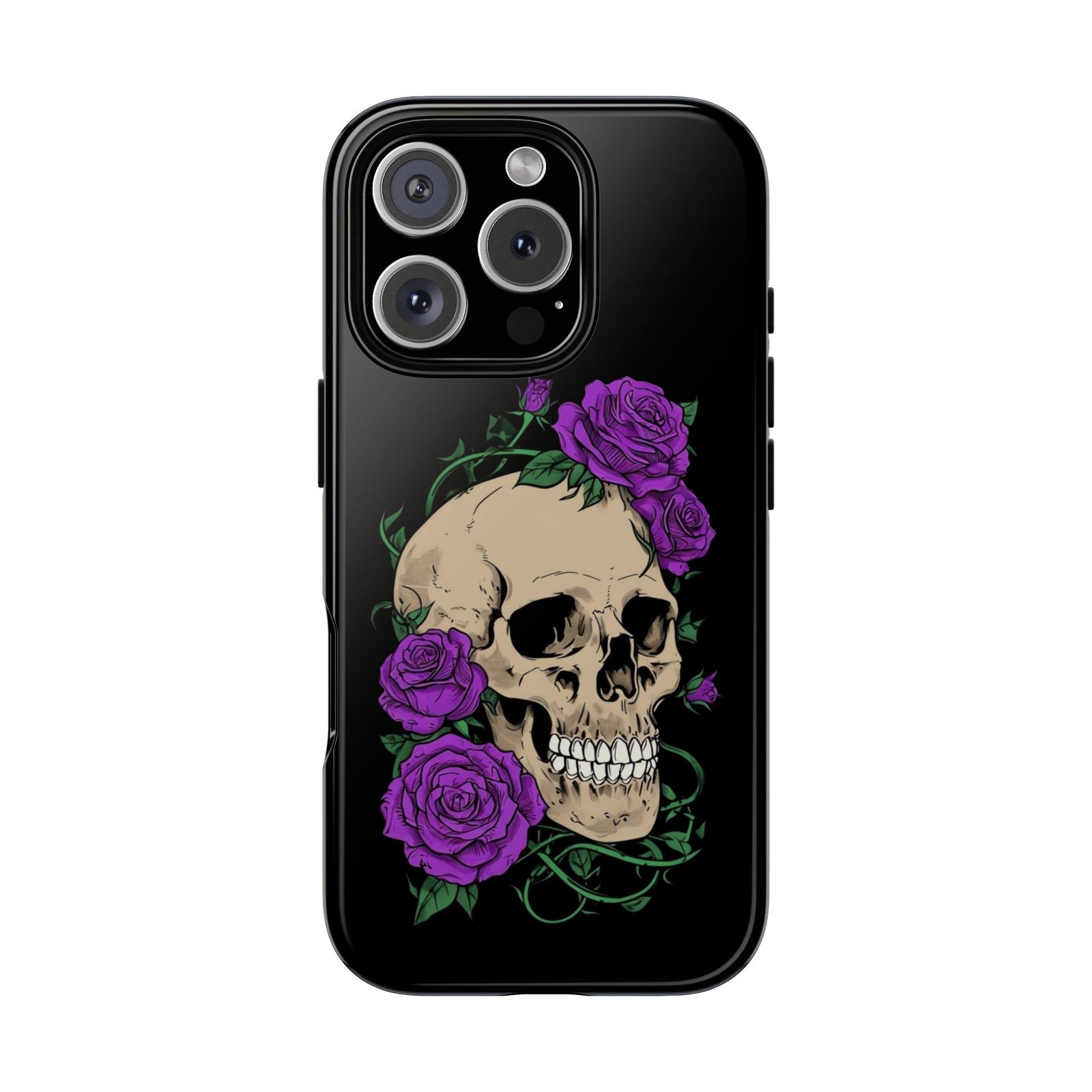 Skull Flower Phone Case, Edgy Floral Phone Cover, Tough Phone Cases, Gothic