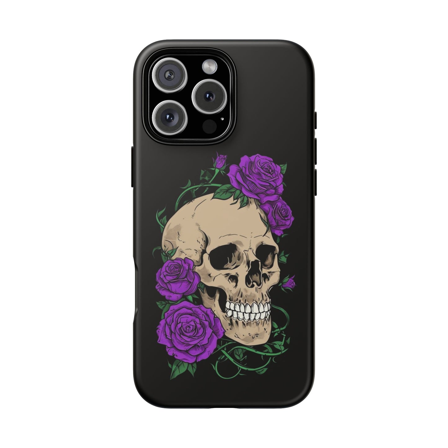 Skull Flower Phone Case, Edgy Floral Phone Cover, Tough Phone Cases, Gothic