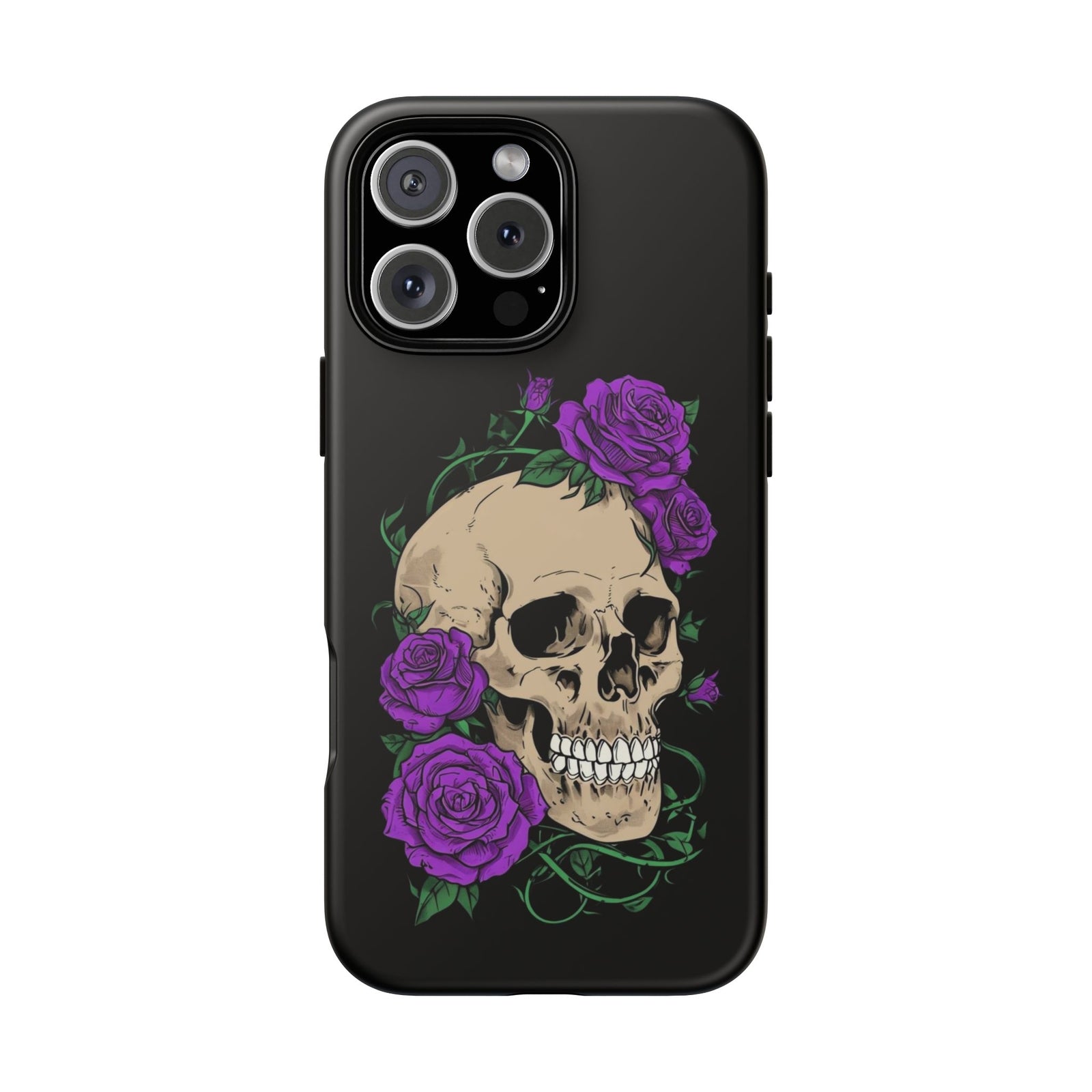 Skull Flower Phone Case, Edgy Floral Phone Cover, Tough Phone Cases, Gothic