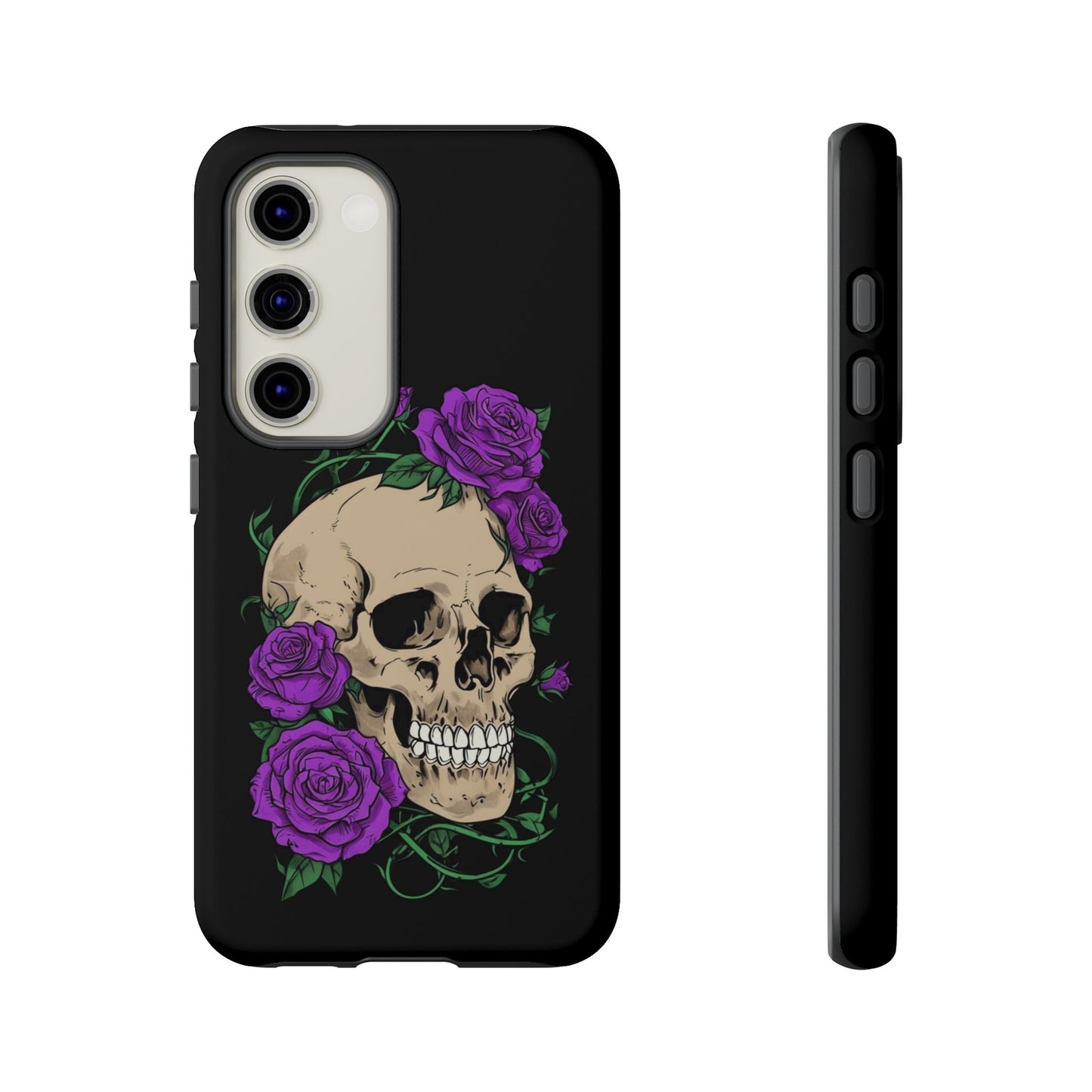 Skull Flower Phone Case, Edgy Floral Phone Cover, Tough Phone Cases, Gothic