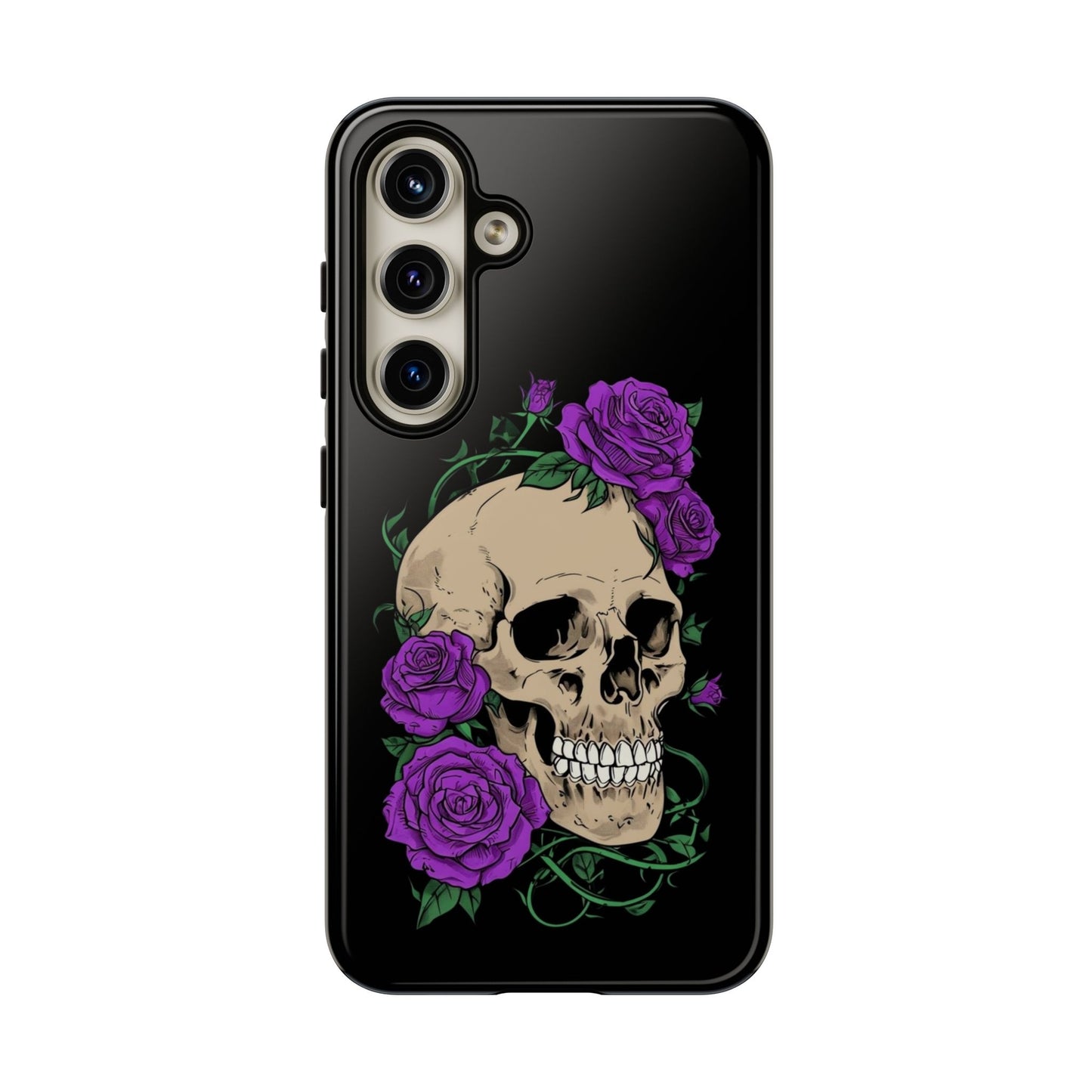 Skull Flower Phone Case, Edgy Floral Phone Cover, Tough Phone Cases, Gothic