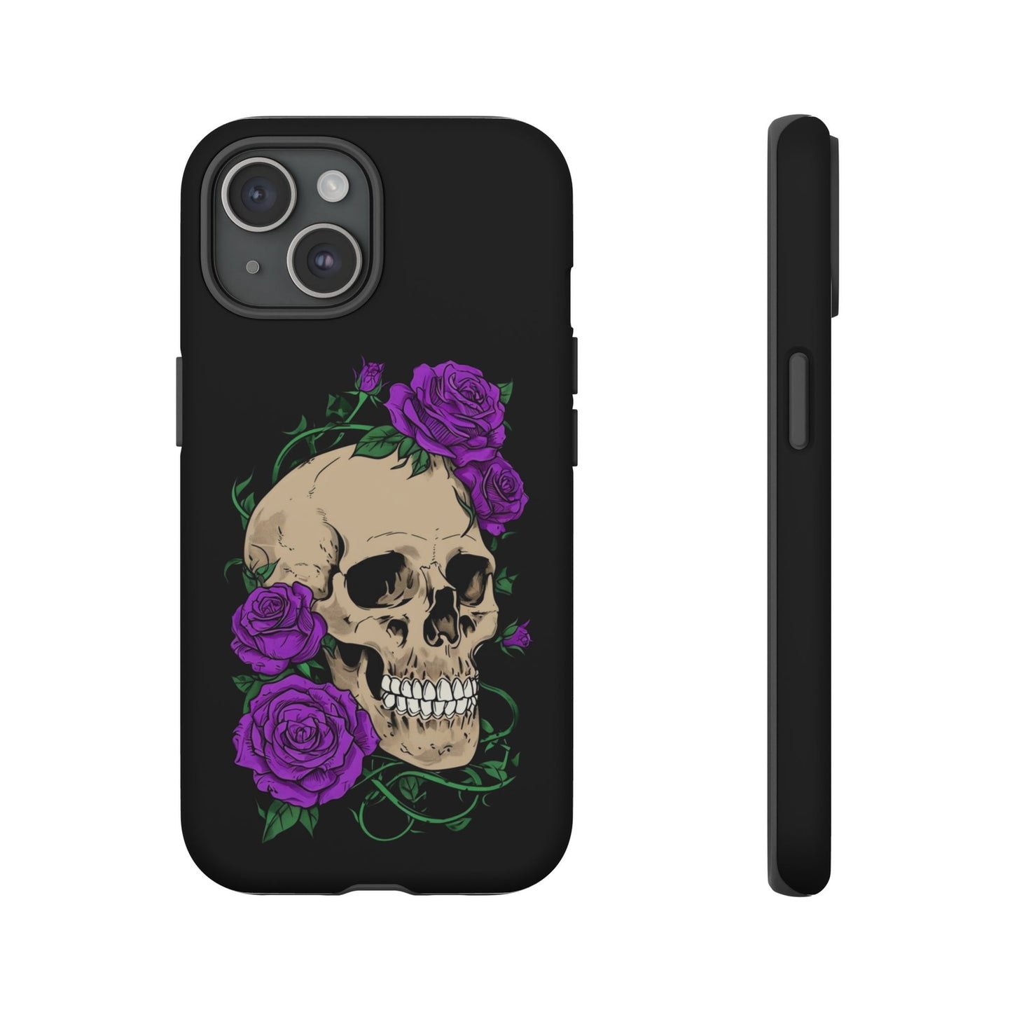 Skull Flower Phone Case, Edgy Floral Phone Cover, Tough Phone Cases, Gothic