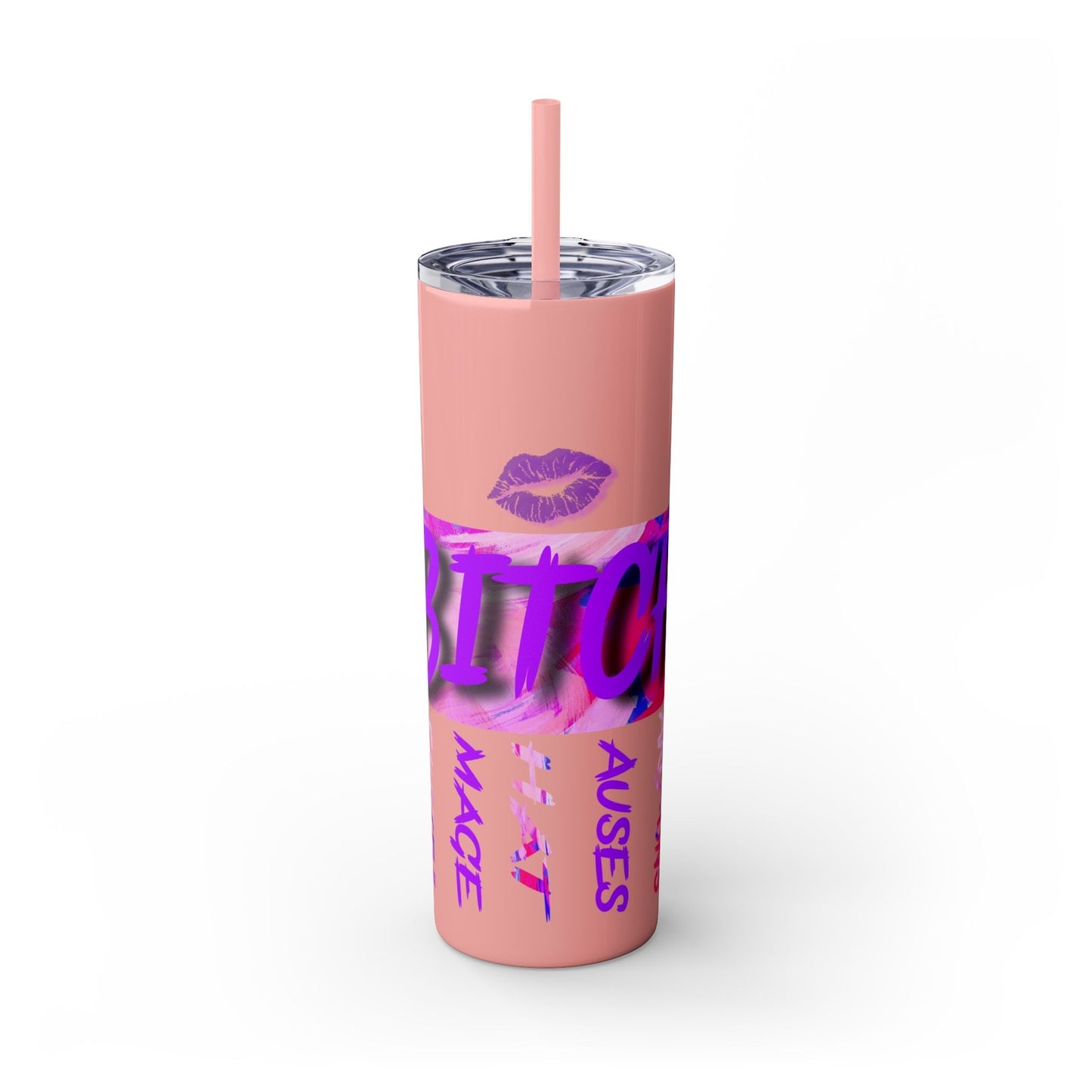 Funny Bitch Image 20oz Skinny Tumbler with Straw, Adult Humor Cup