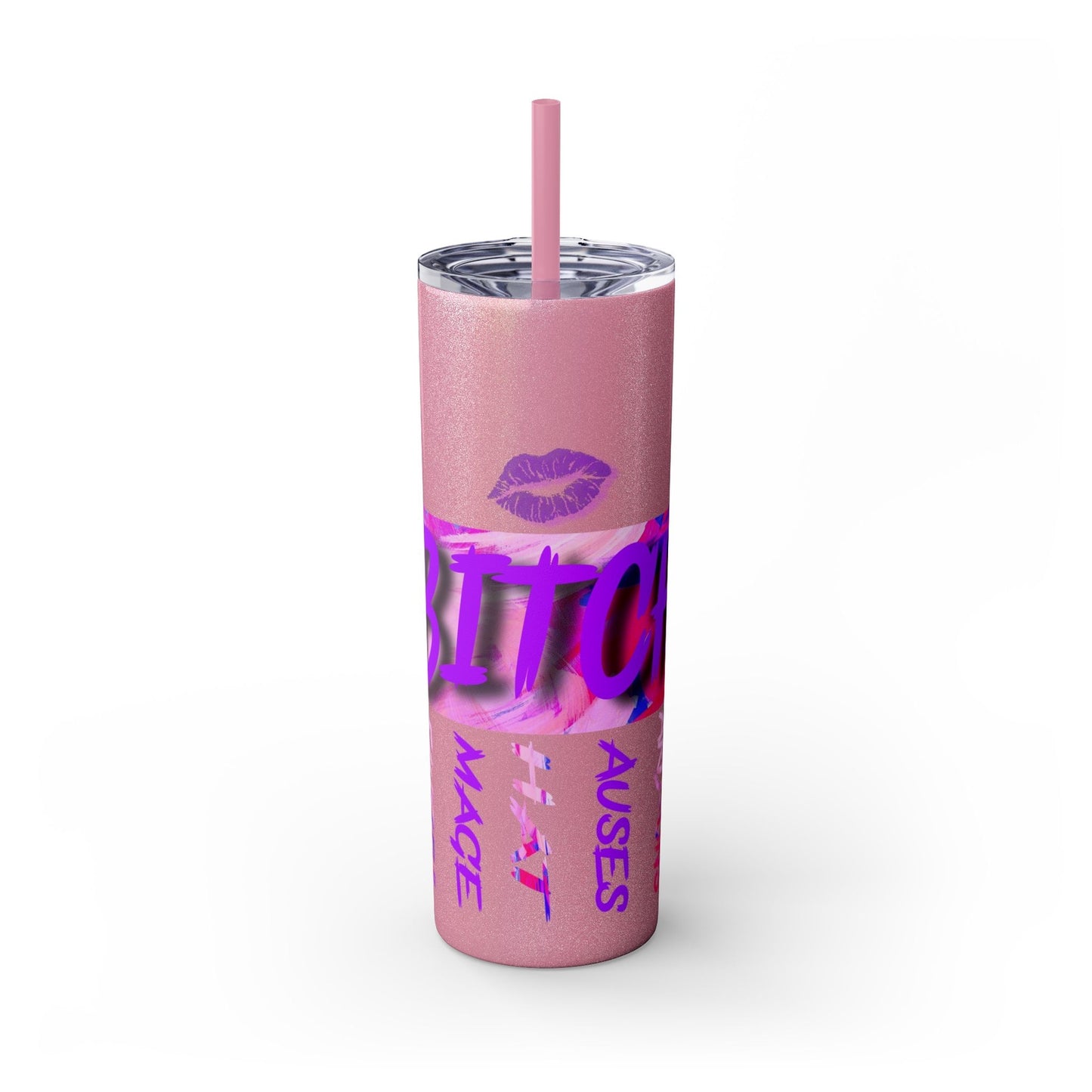Funny Bitch Image 20oz Skinny Tumbler with Straw, Adult Humor Cup