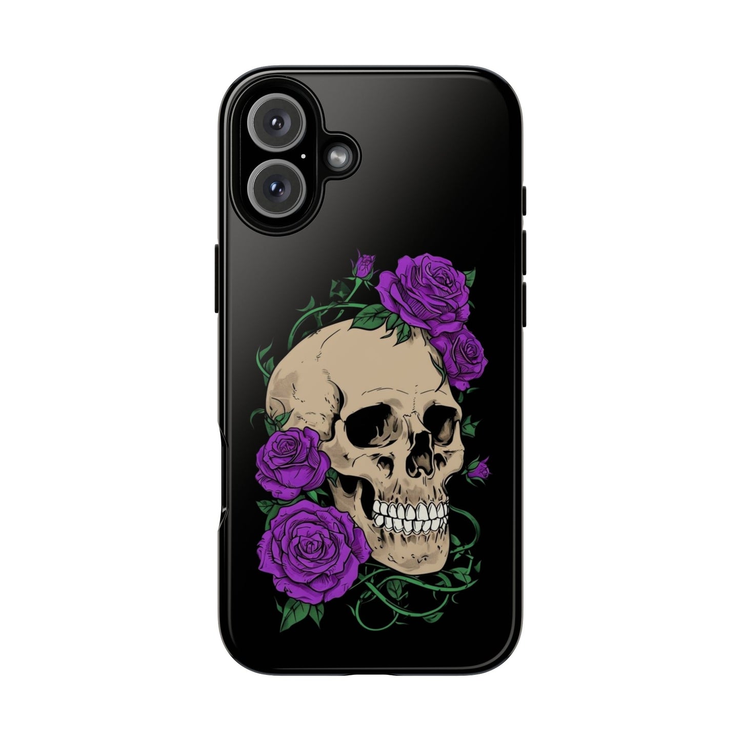 Skull Flower Phone Case, Edgy Floral Phone Cover, Tough Phone Cases, Gothic