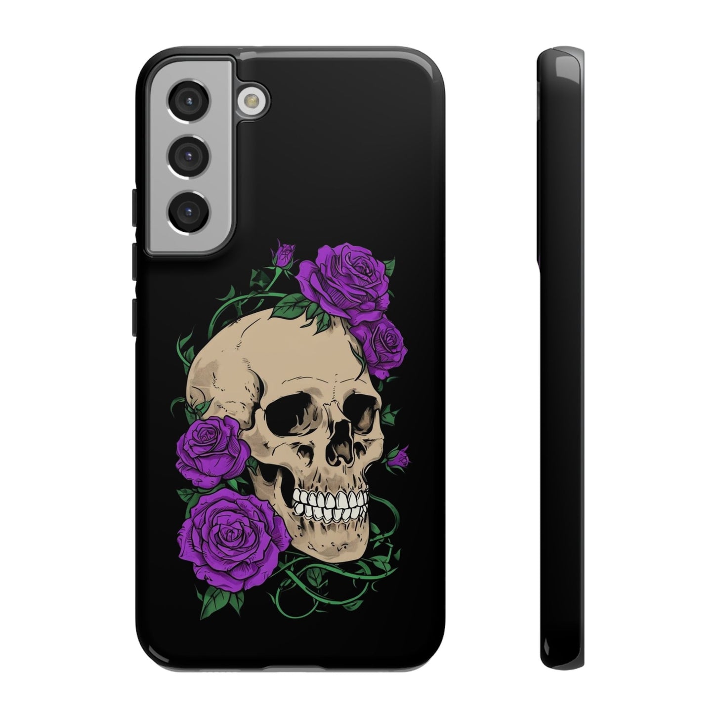 Skull Flower Phone Case, Edgy Floral Phone Cover, Tough Phone Cases, Gothic