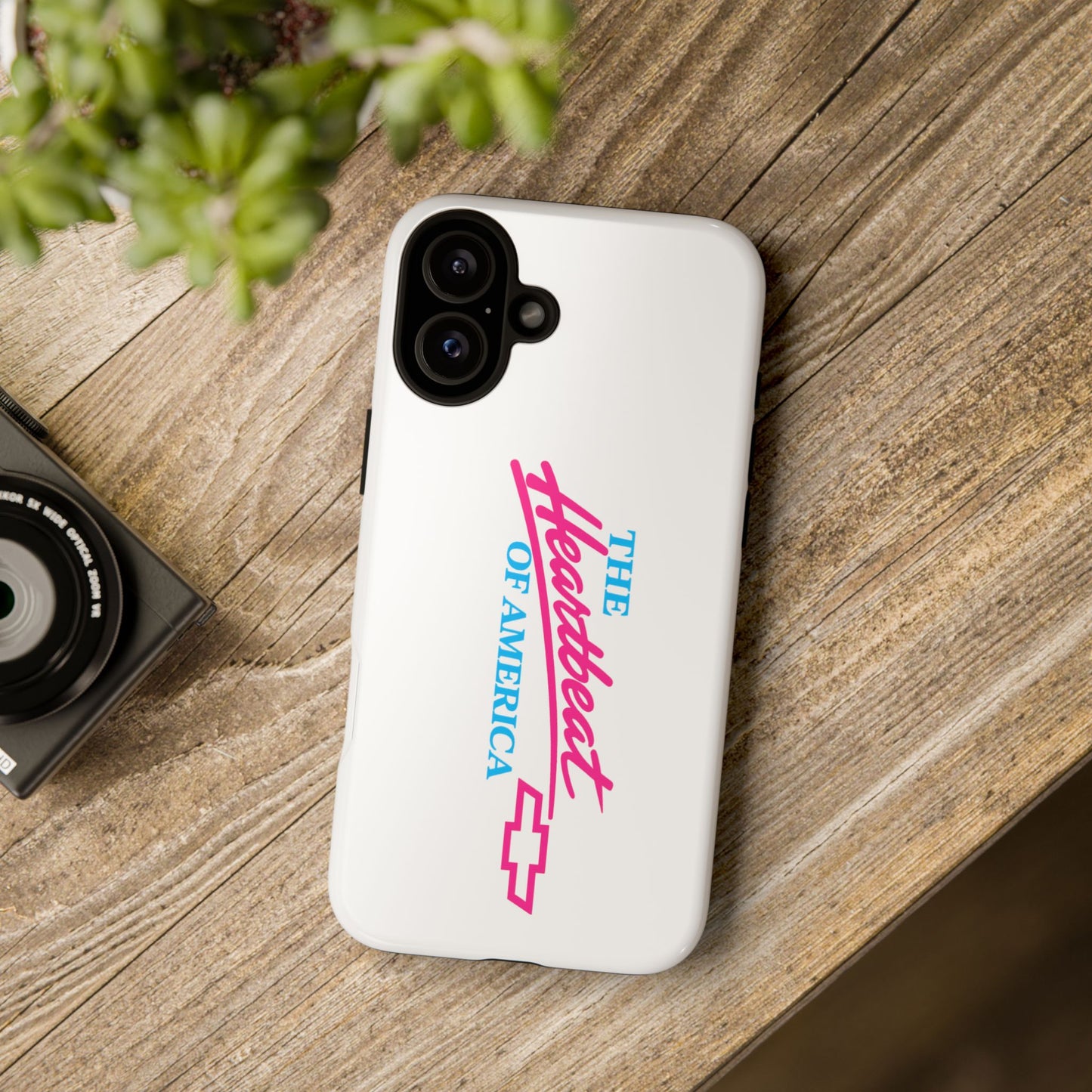 White  “The Heartbeat of America” Retro Chevy Logo, Slim Protective Cover