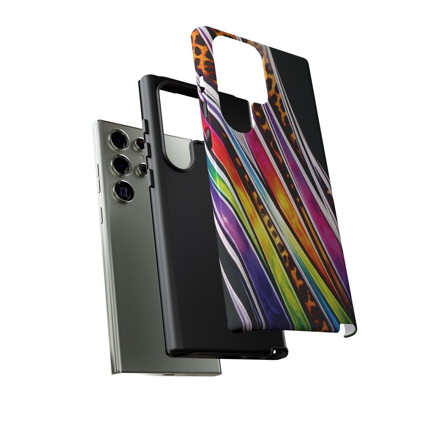 Colorful Stripes & Leopard Print Phone Case