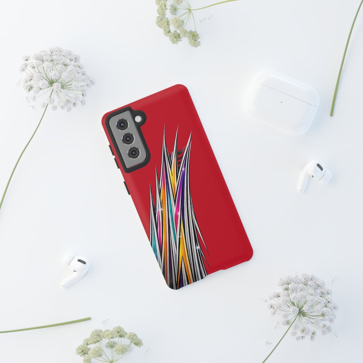 Colorburst Pinstripe Phone Case | Red Abstract Racing Stripe