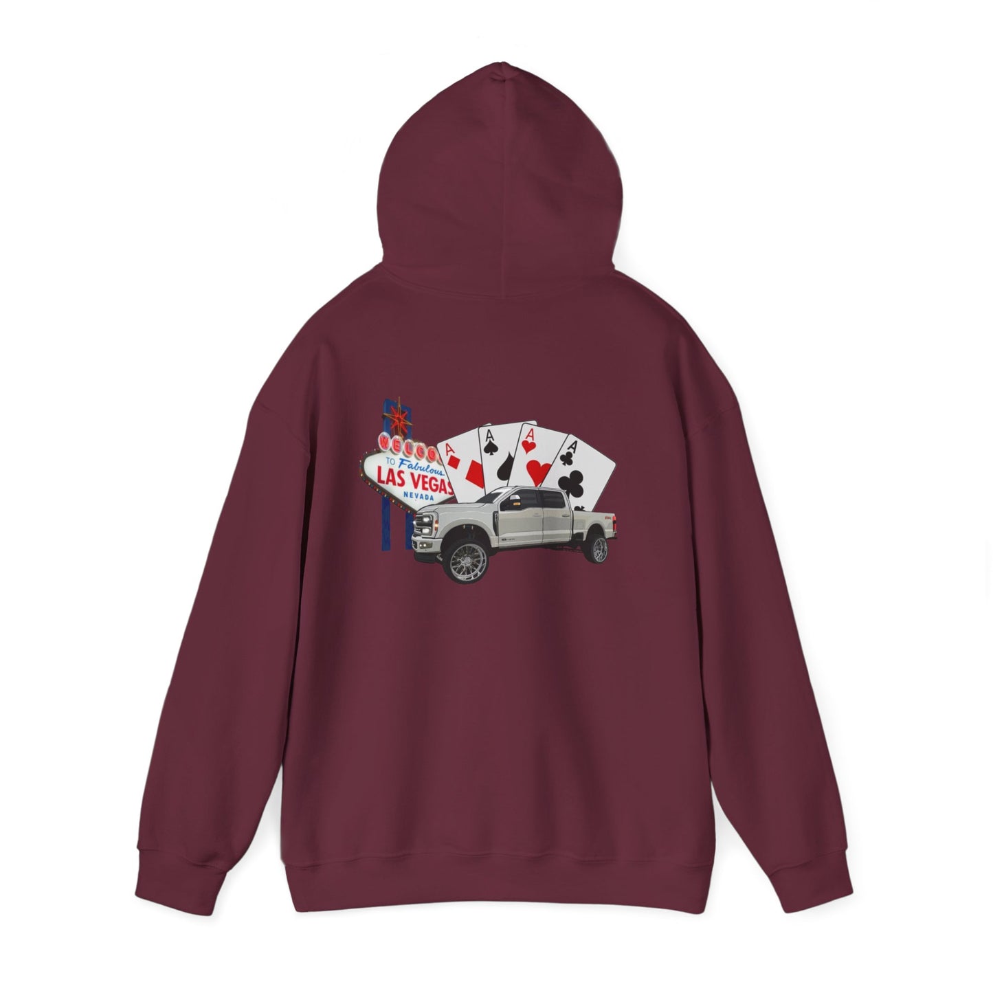 Las Vegas Truck Graphic Hoodie – Casino Cards & Welcome Sign Pullover