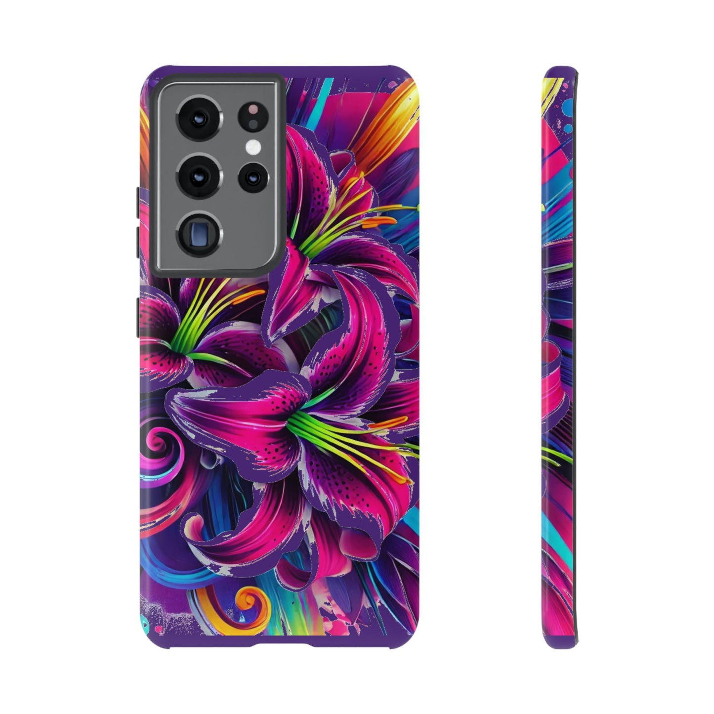 Neon Lily Illustration Tough Case | Floral Phone Cover
