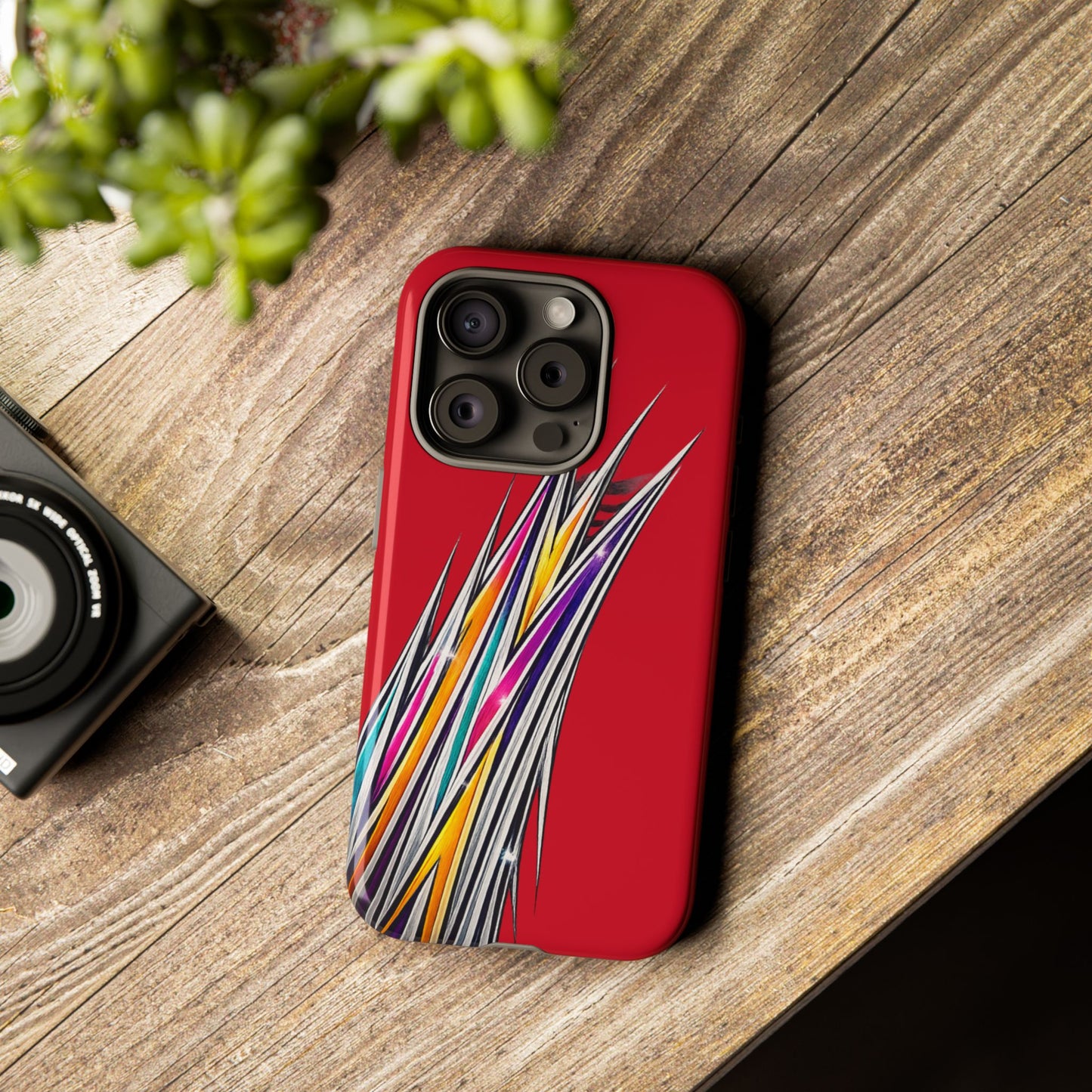 Colorburst Pinstripe Phone Case | Red Abstract Racing Stripe