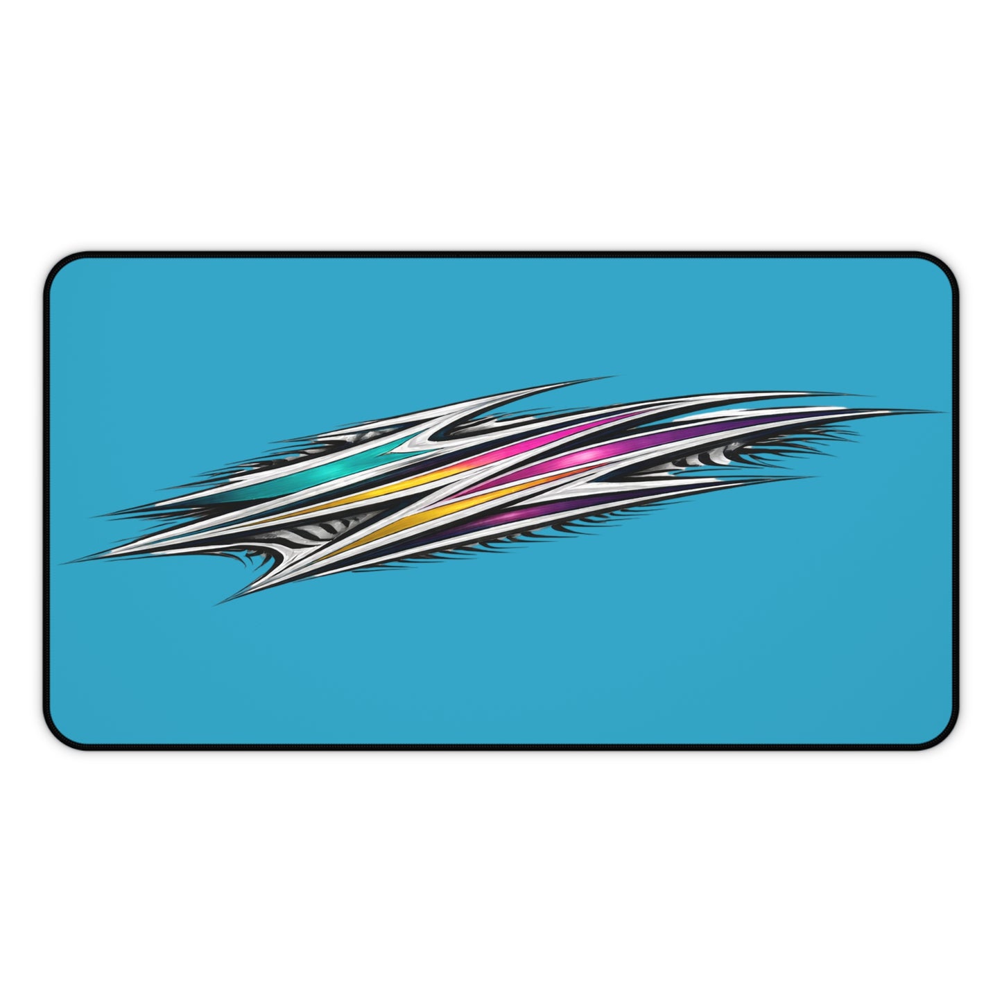 Retro Pinstripe Graphic Desk Mat | Blue Racing Stripe Mousepad