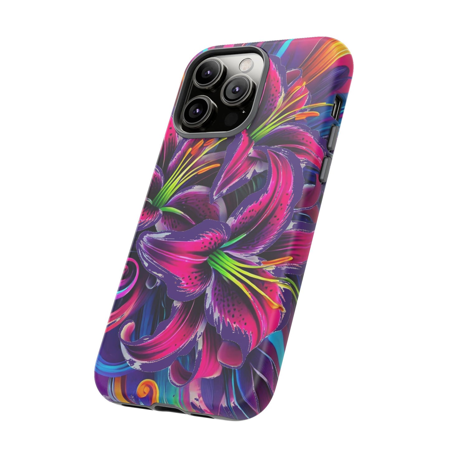 Neon Lily Illustration Tough Case | Floral Phone Cover