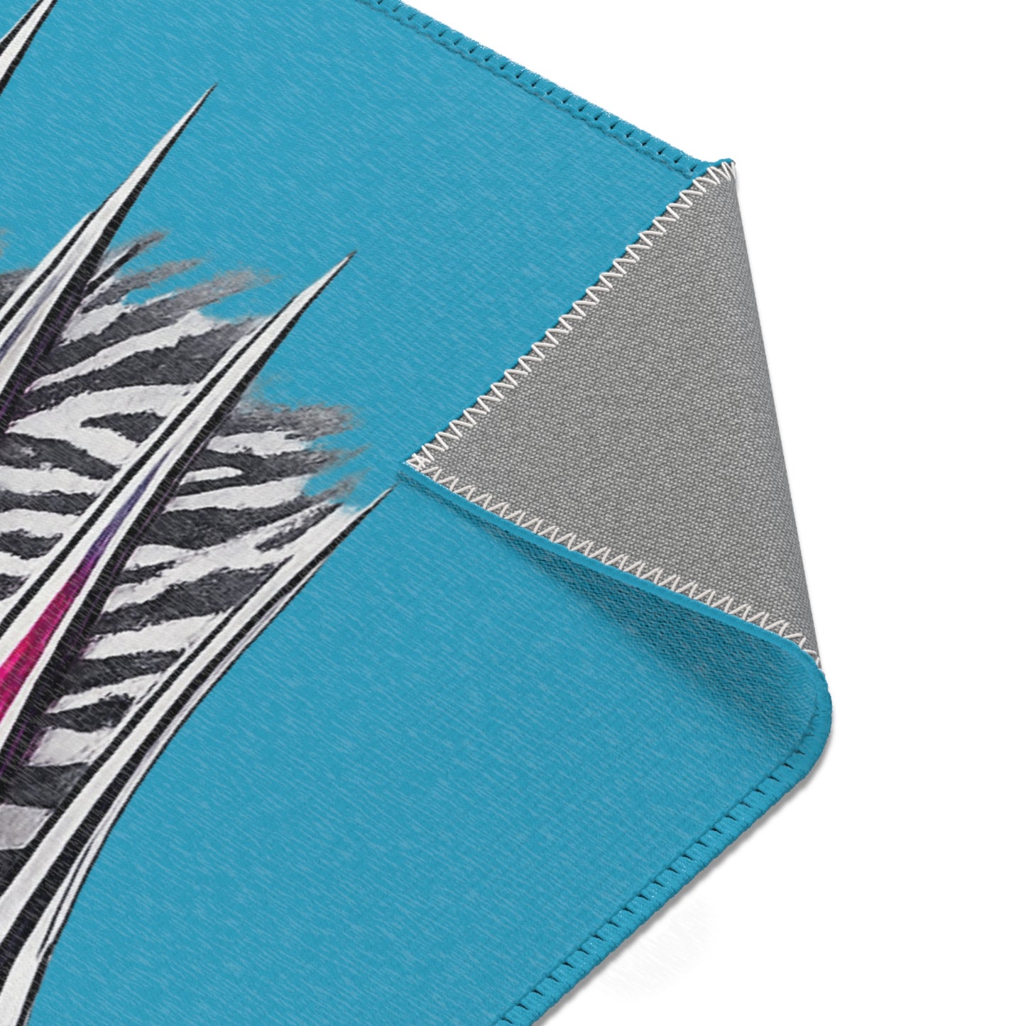 Turquoise Zebra Stripe Tear Area Rug — Colorful Rainbow Accent Rug