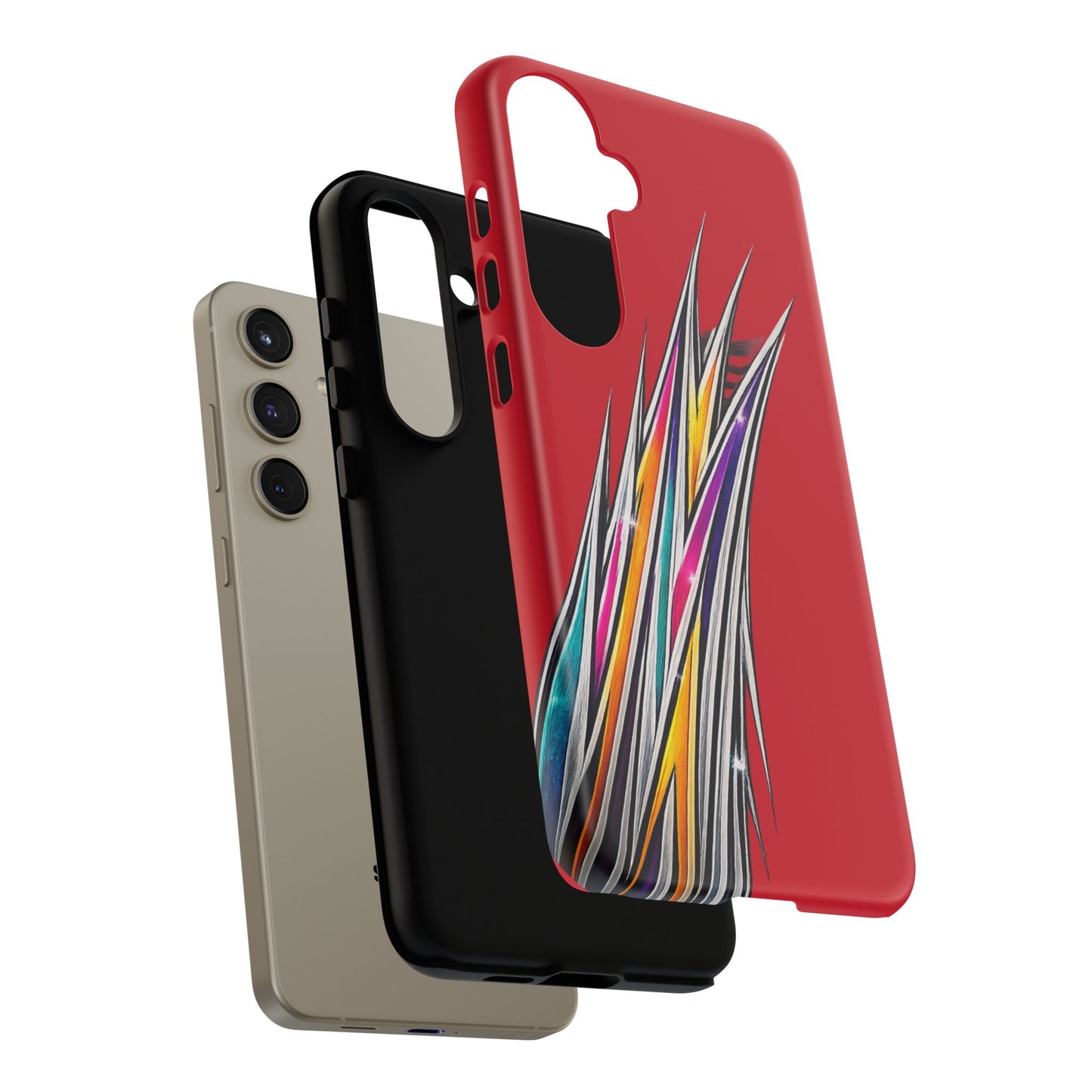 Colorburst Pinstripe Phone Case | Red Abstract Racing Stripe