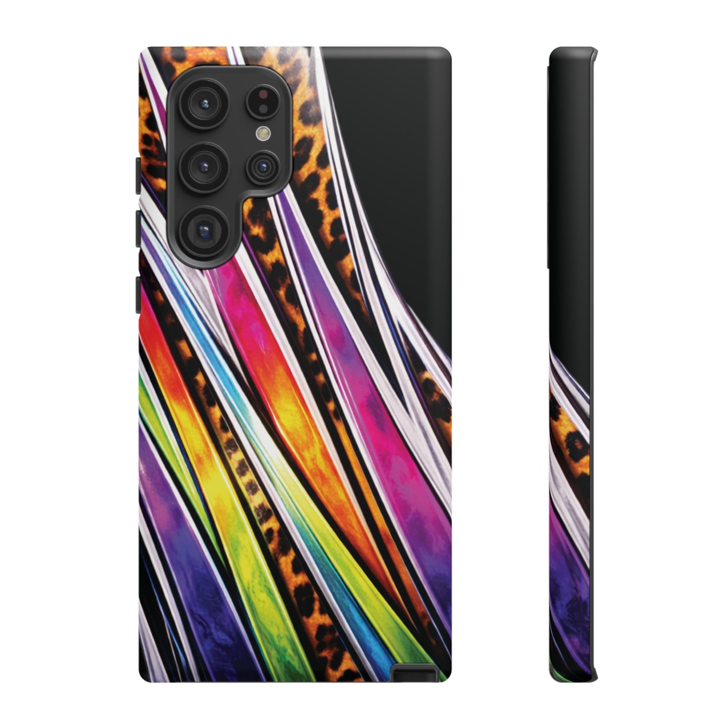 Colorful Stripes & Leopard Print Phone Case