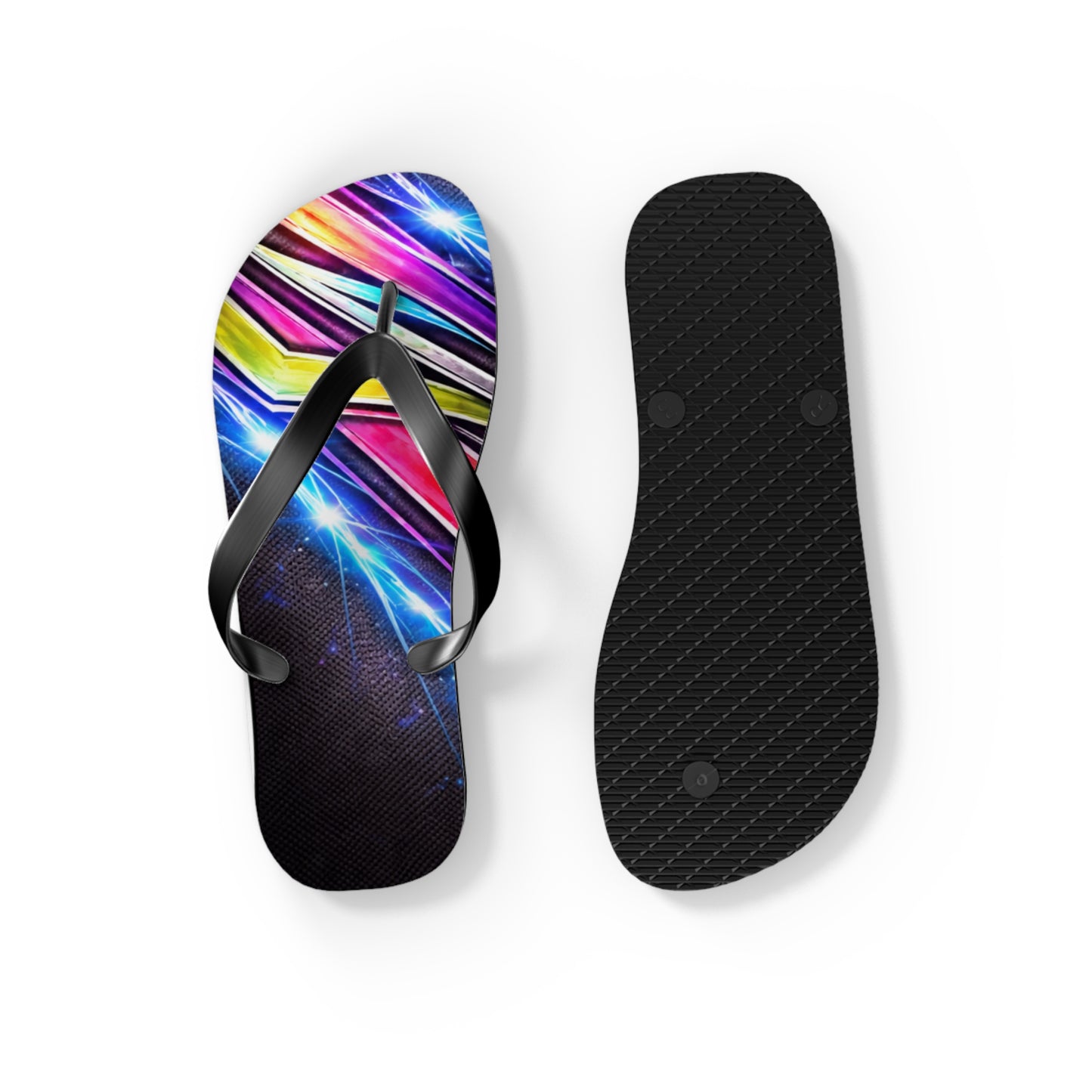 Neon Galaxy Flip Flops — Colorful Space Wave Beach Sandals