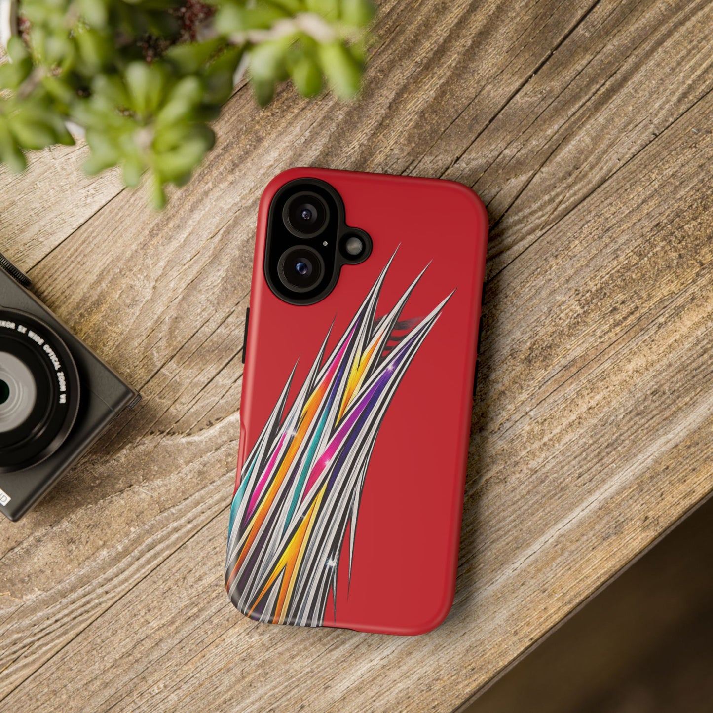 Colorburst Pinstripe Phone Case | Red Abstract Racing Stripe