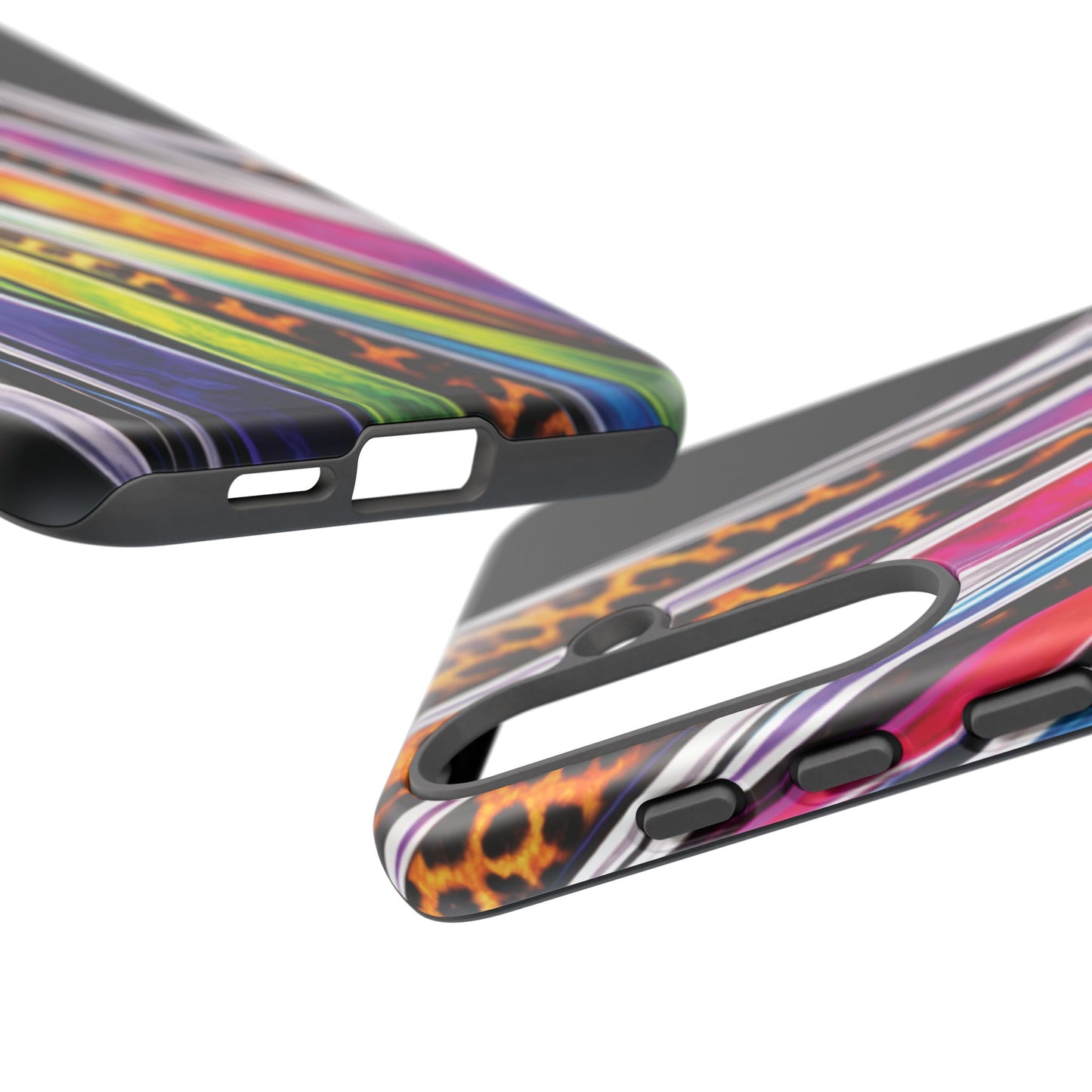 Colorful Stripes & Leopard Print Phone Case