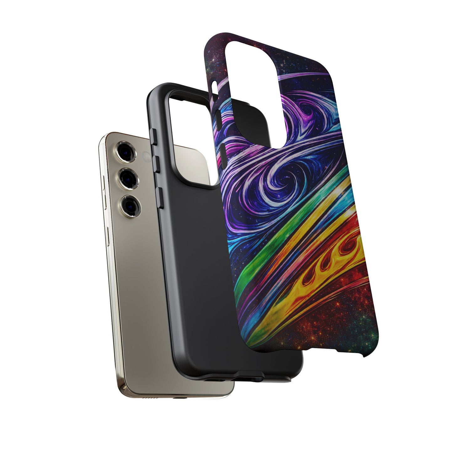 Abstract Cosmic Swirls phone case | Galaxy Rainbow Protective Case