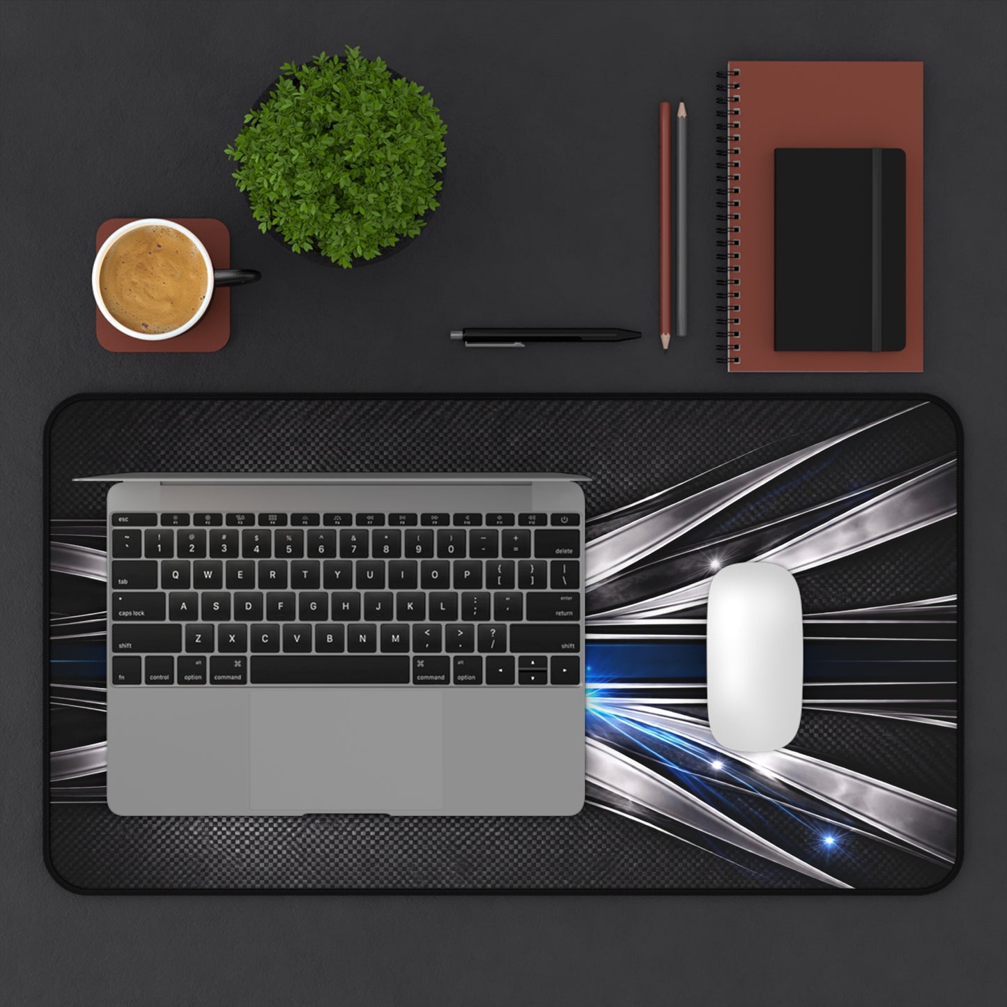 Futuristic Blue Light Abstract Desk Mat | Tech Gaming Surface
