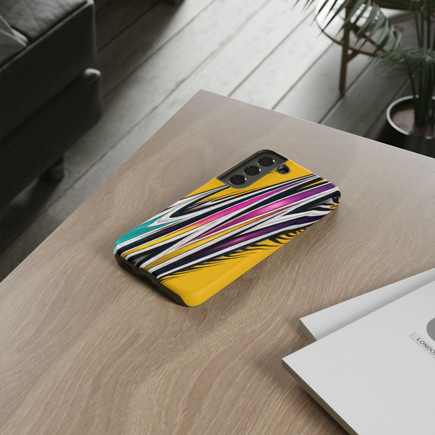 Yellow Abstract Stripes Phone Case | Tough Protective Phone Case