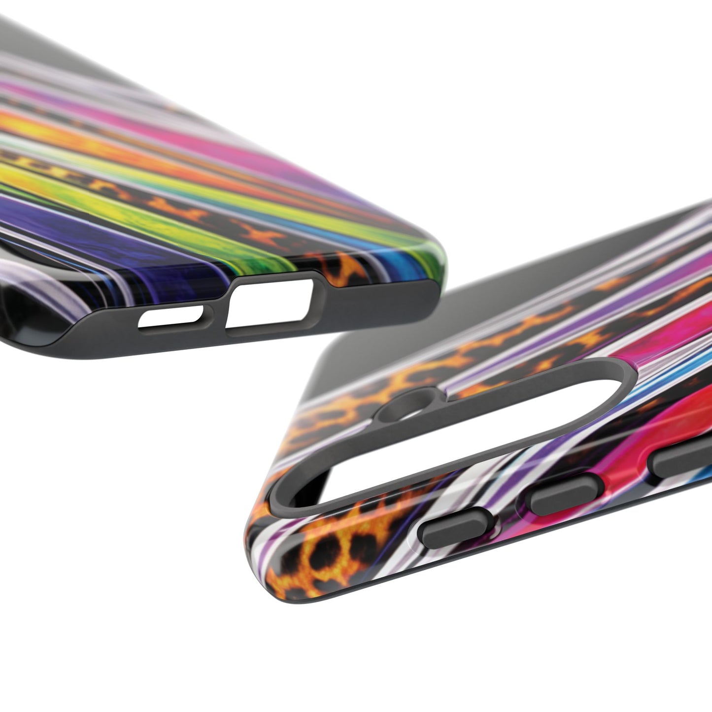 Colorful Stripes & Leopard Print Phone Case