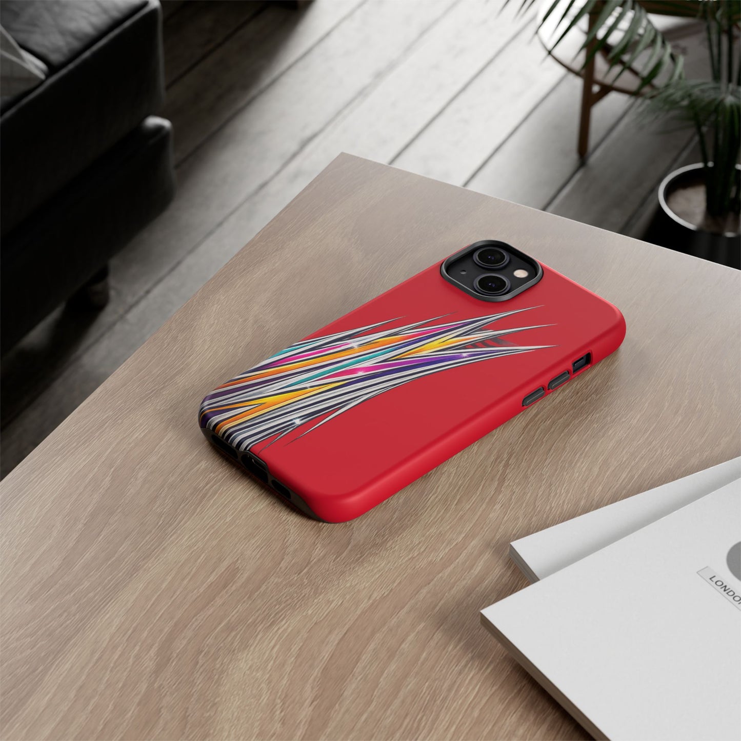 Colorburst Pinstripe Phone Case | Red Abstract Racing Stripe