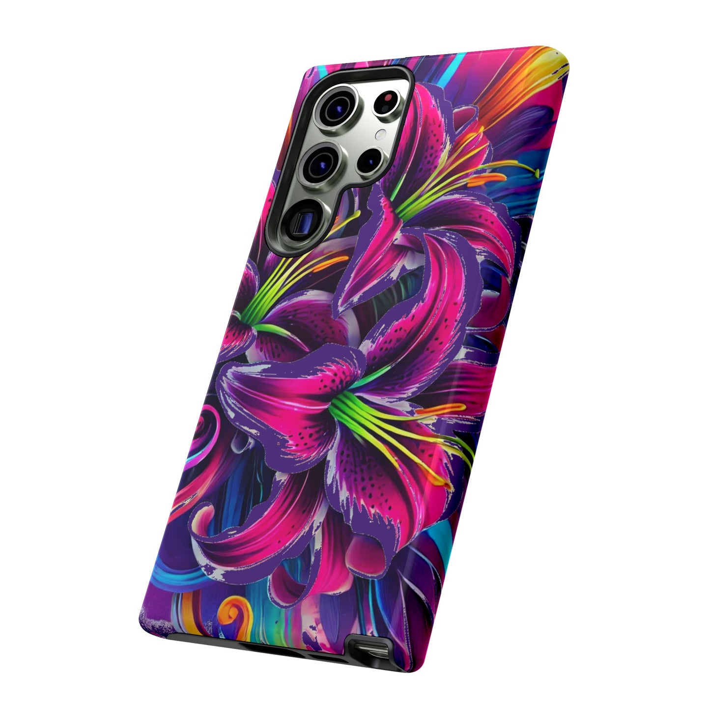 Neon Lily Illustration Tough Case | Floral Phone Cover