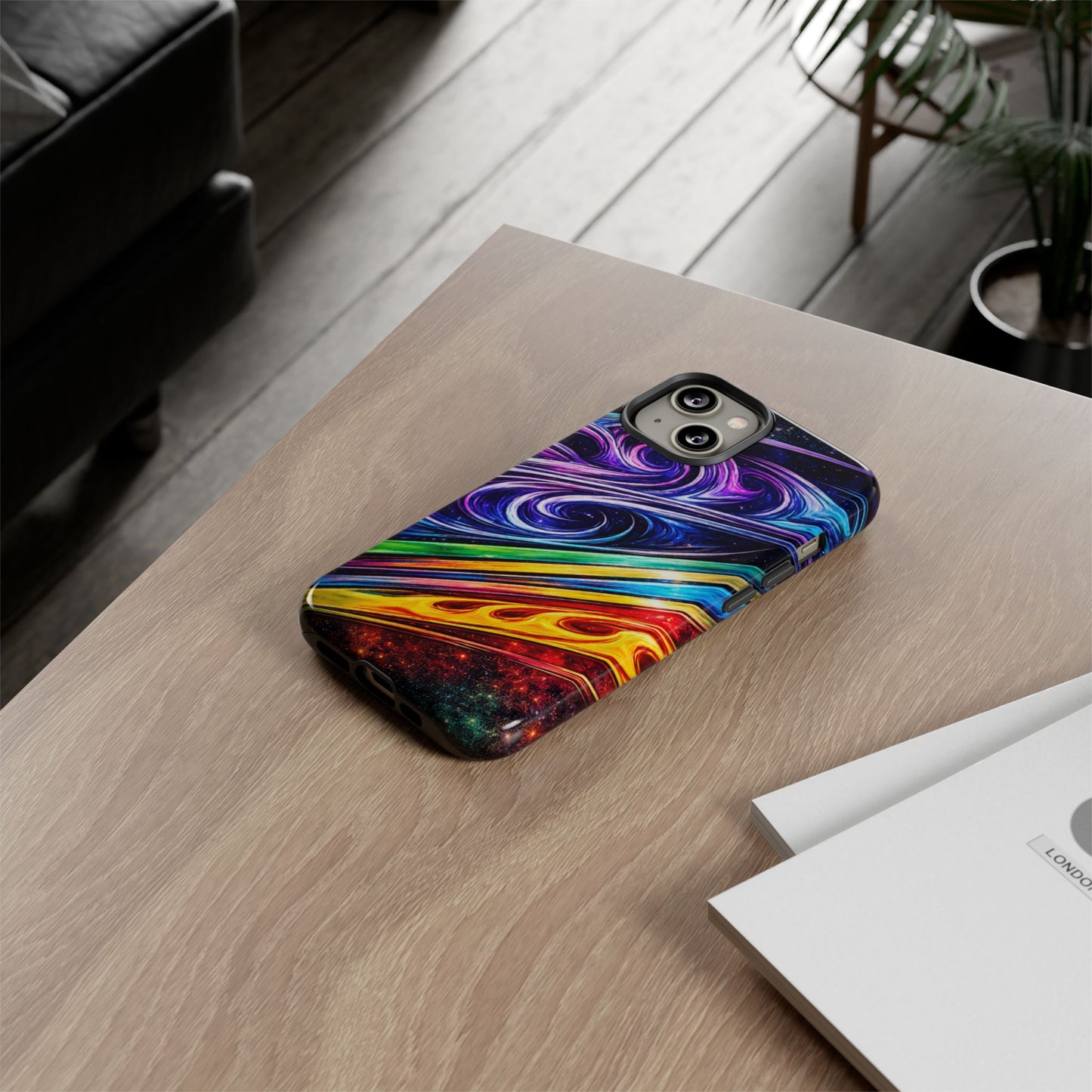 Abstract Cosmic Swirls phone case | Galaxy Rainbow Protective Case