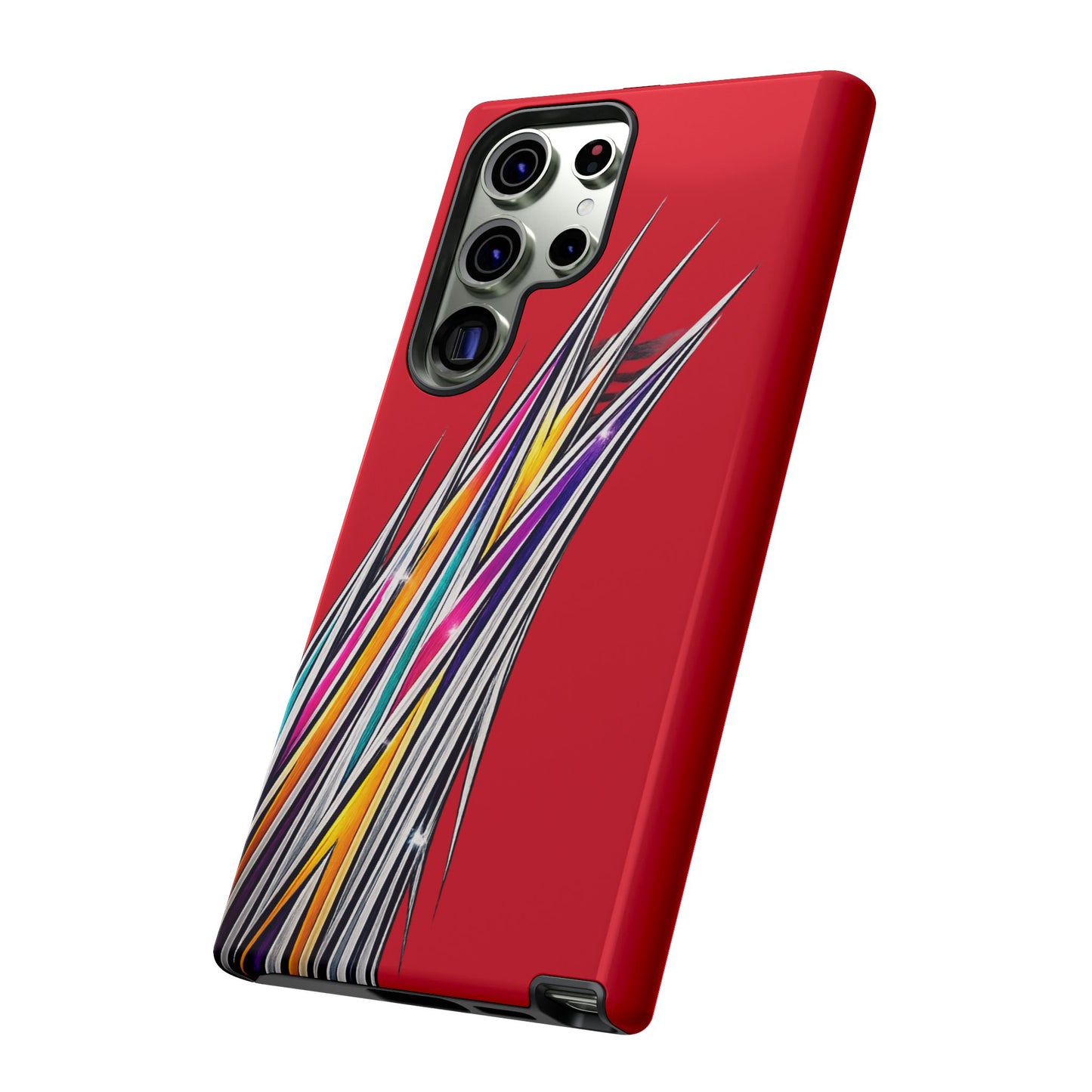 Colorburst Pinstripe Phone Case | Red Abstract Racing Stripe