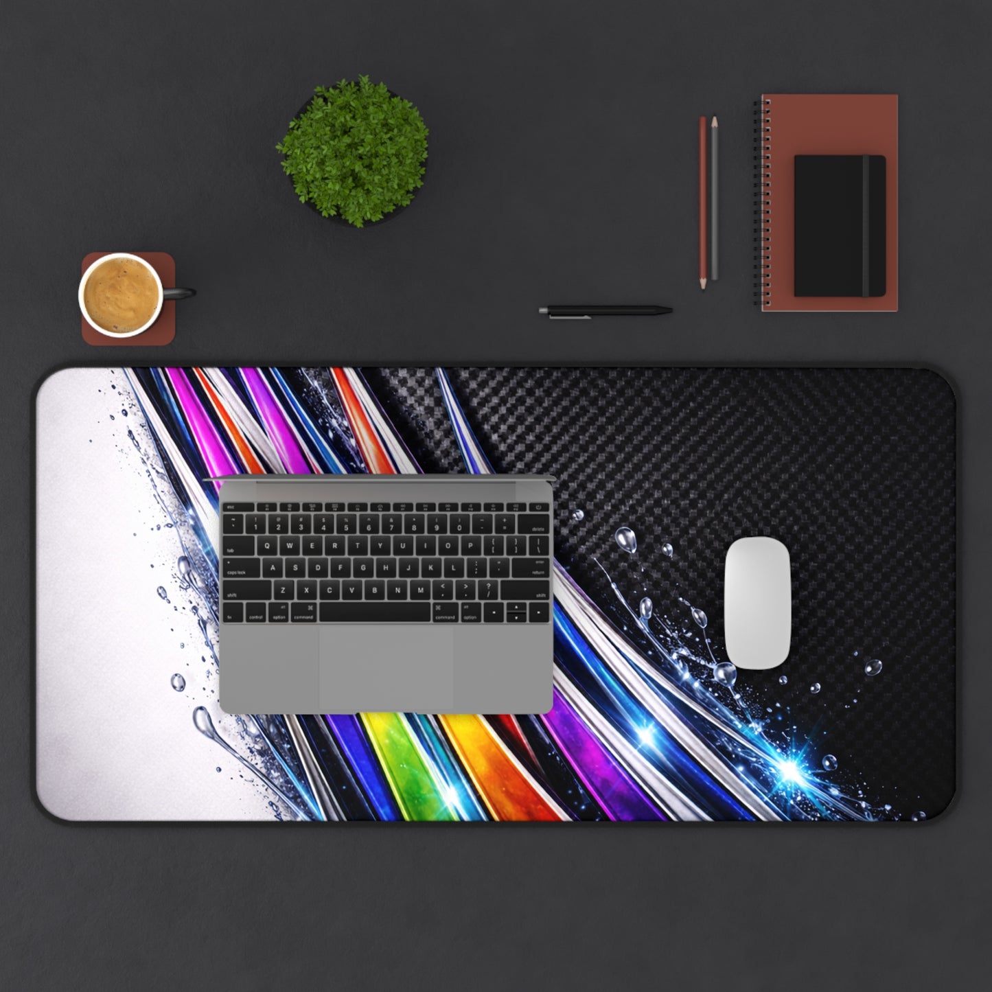 Colorful Abstract Wave Desk Mat | Rainbow Splash Mouse Pad
