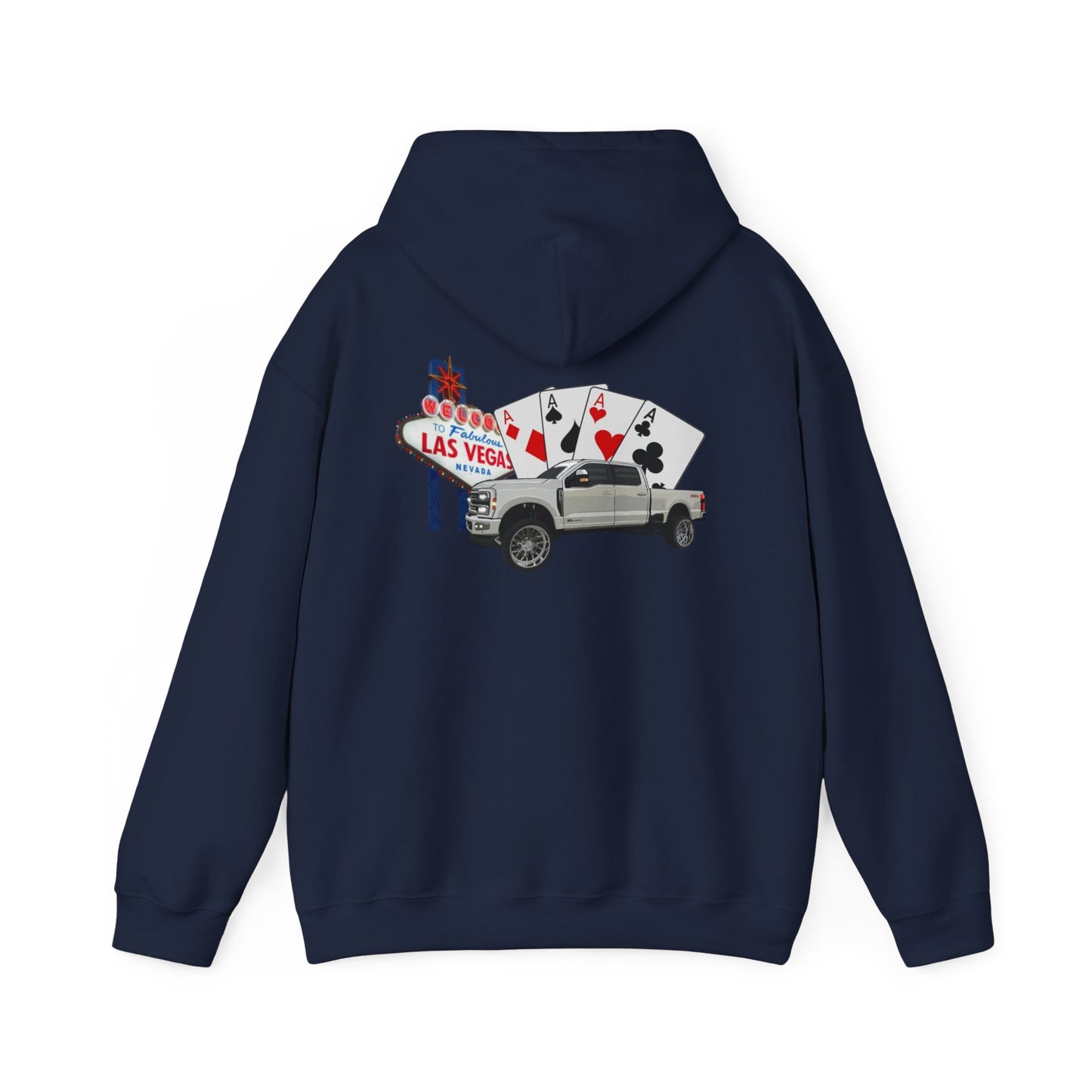 Las Vegas Truck Graphic Hoodie – Casino Cards & Welcome Sign Pullover