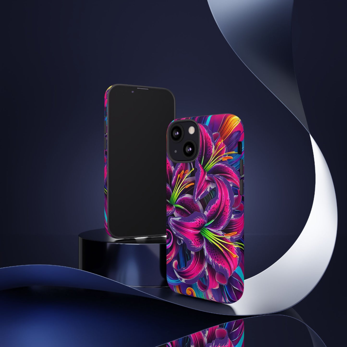 Neon Lily Illustration Tough Case | Floral Phone Cover