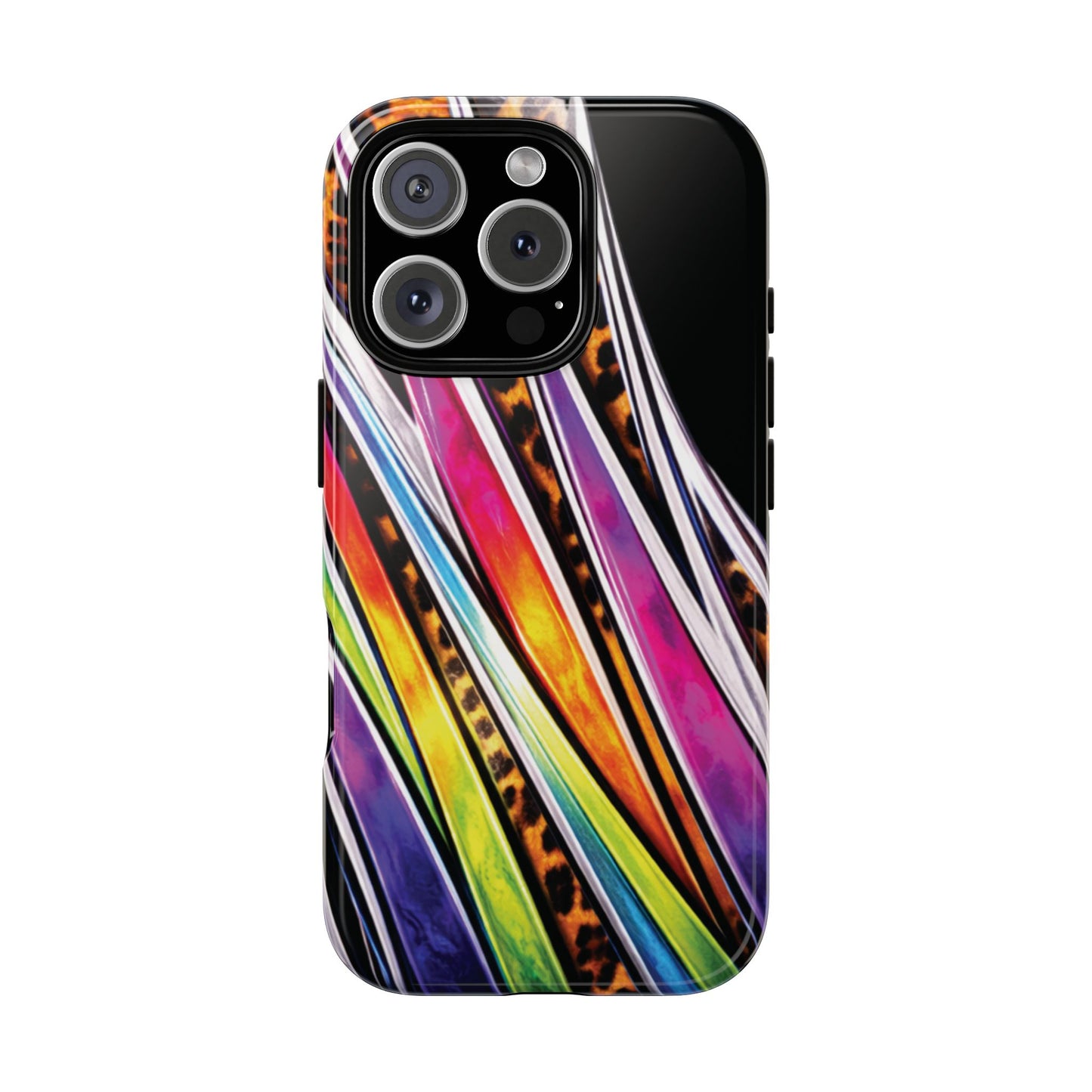 Colorful Stripes & Leopard Print Phone Case