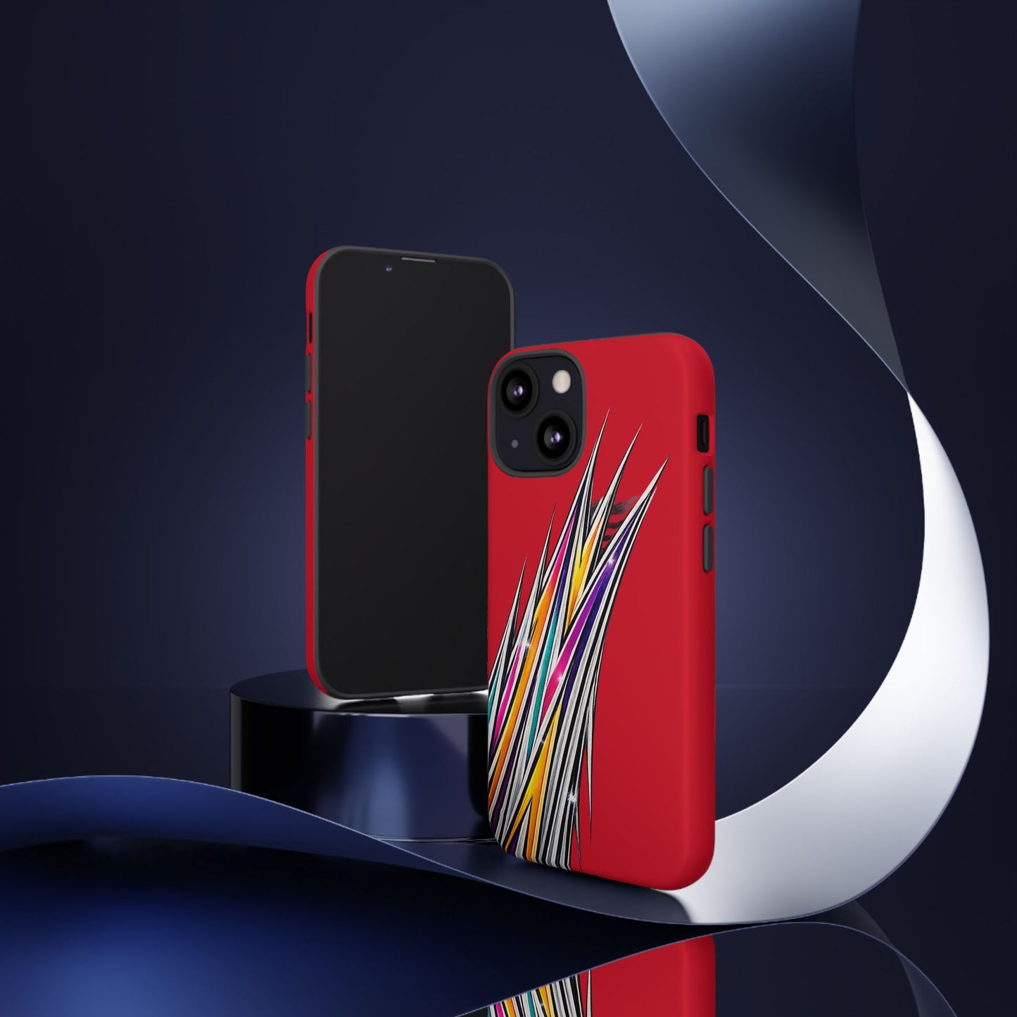 Colorburst Pinstripe Phone Case | Red Abstract Racing Stripe