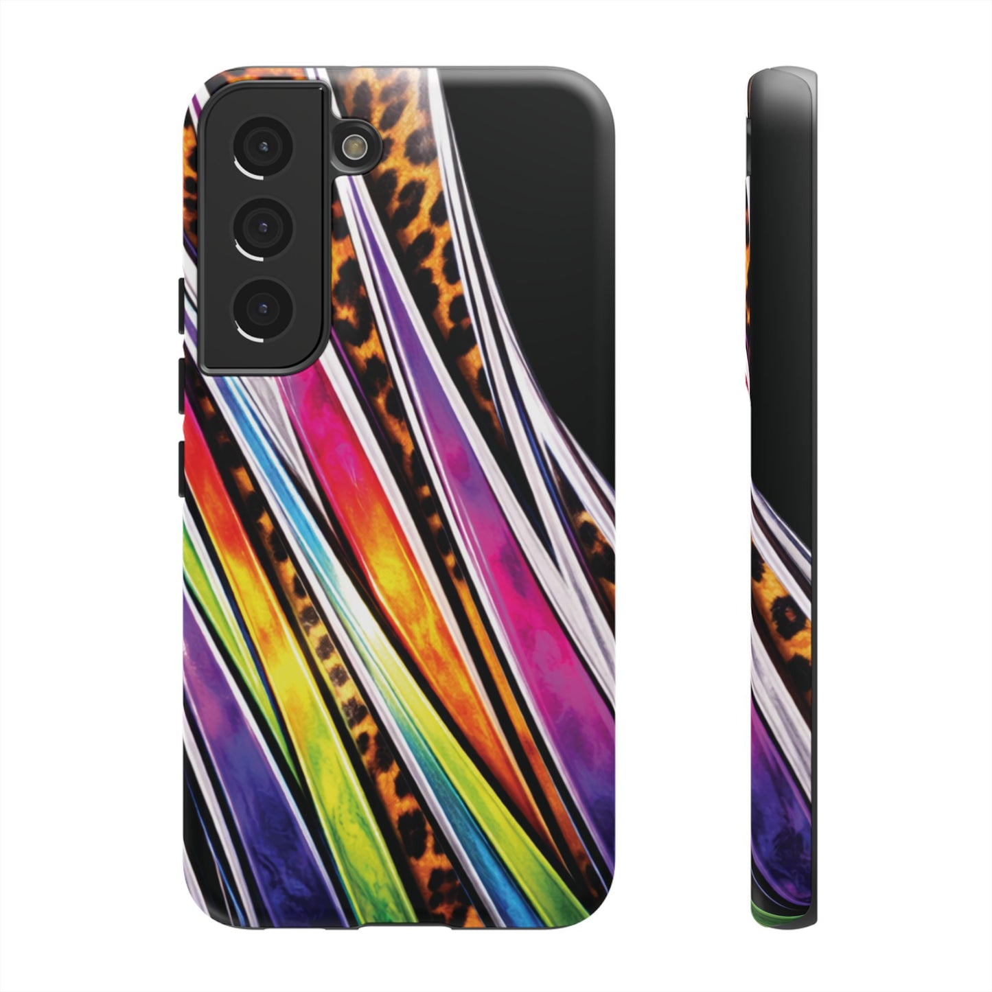 Colorful Stripes & Leopard Print Phone Case
