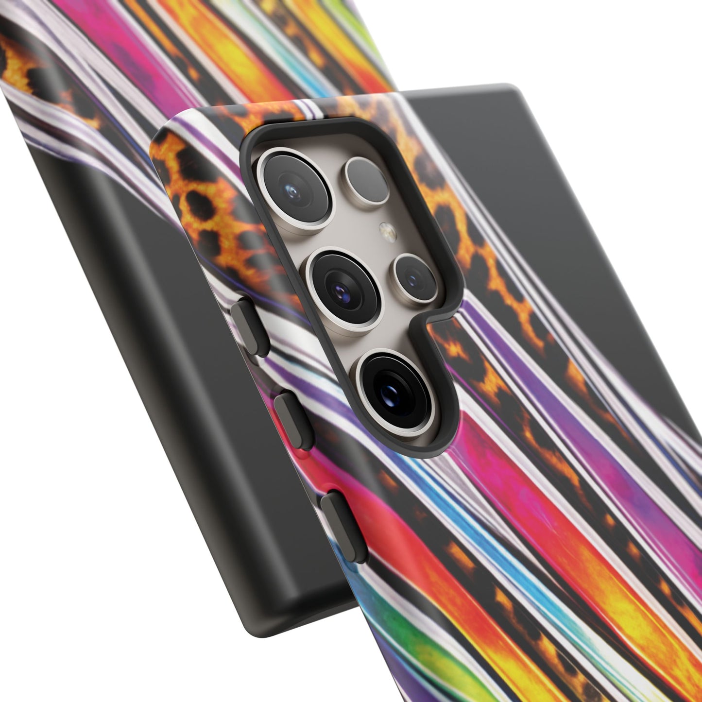 Colorful Stripes & Leopard Print Phone Case
