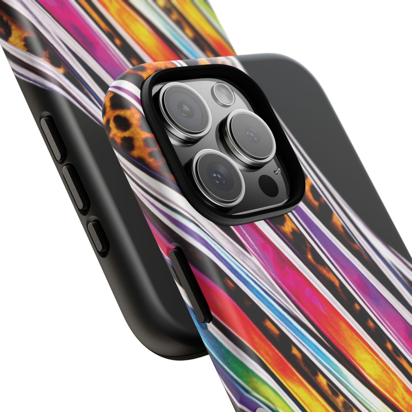 Colorful Stripes & Leopard Print Phone Case