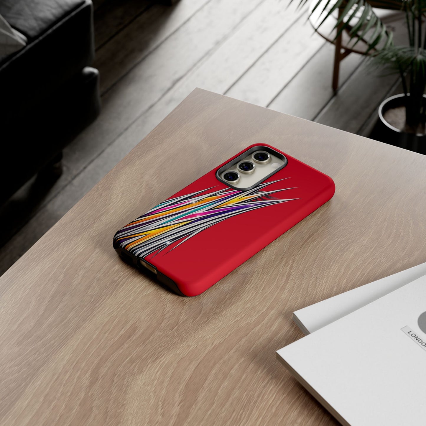 Colorburst Pinstripe Phone Case | Red Abstract Racing Stripe