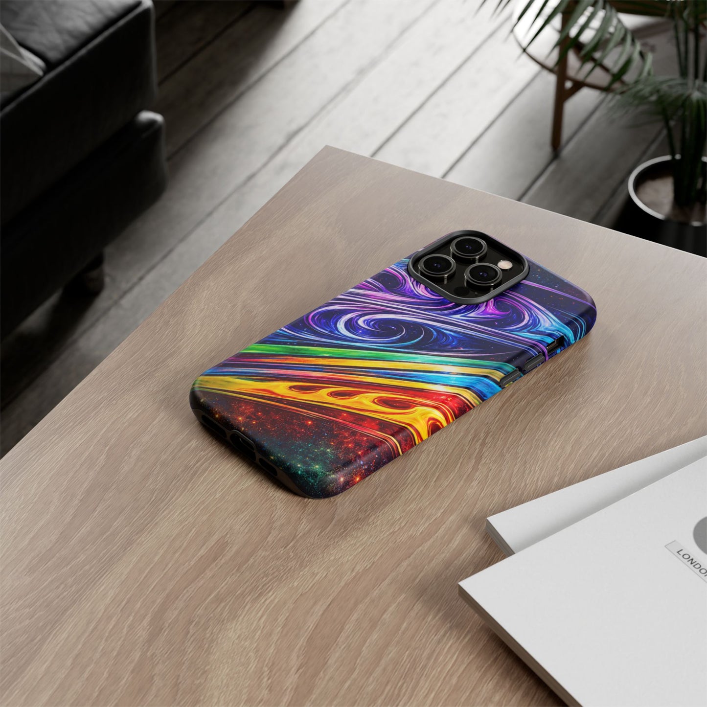 Abstract Cosmic Swirls phone case | Galaxy Rainbow Protective Case