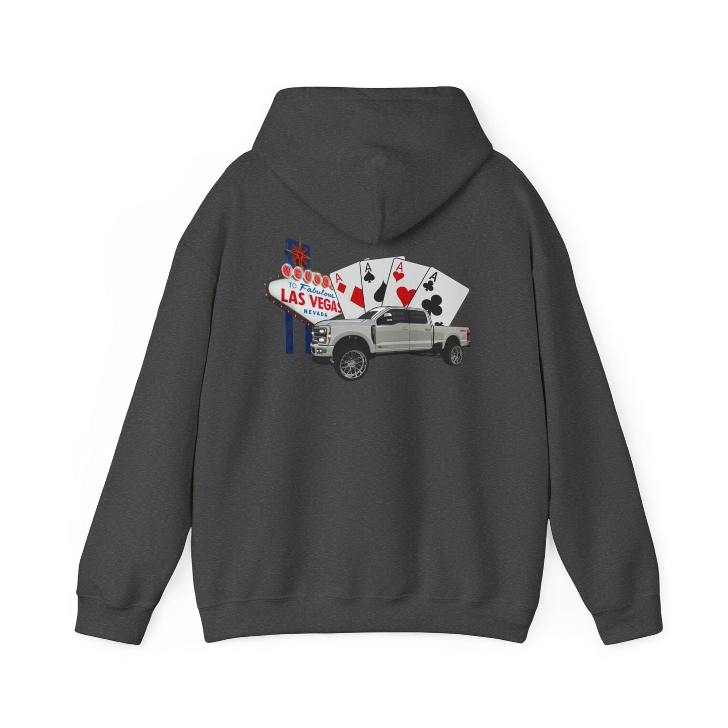 Las Vegas Truck Graphic Hoodie – Casino Cards & Welcome Sign Pullover