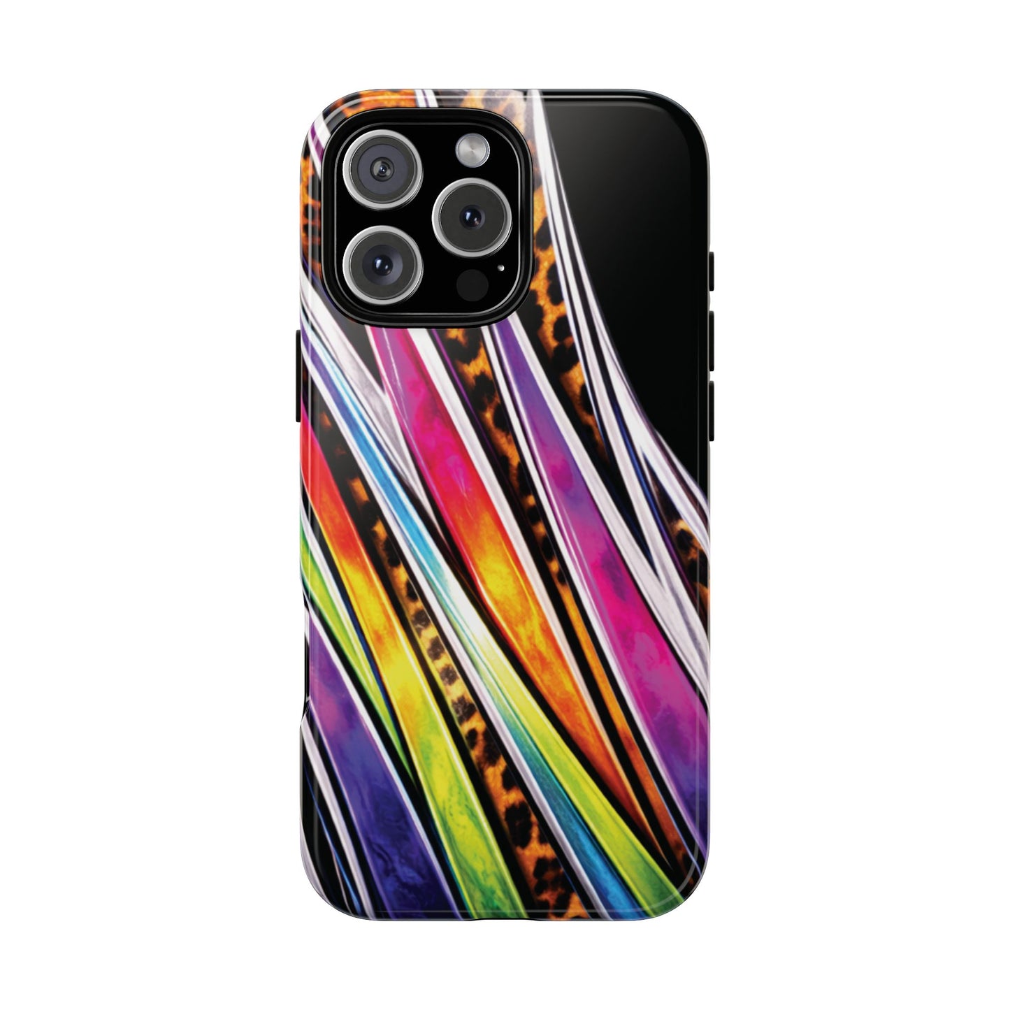 Colorful Stripes & Leopard Print Phone Case