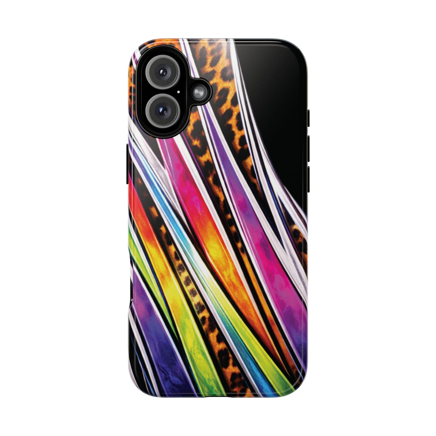 Colorful Stripes & Leopard Print Phone Case