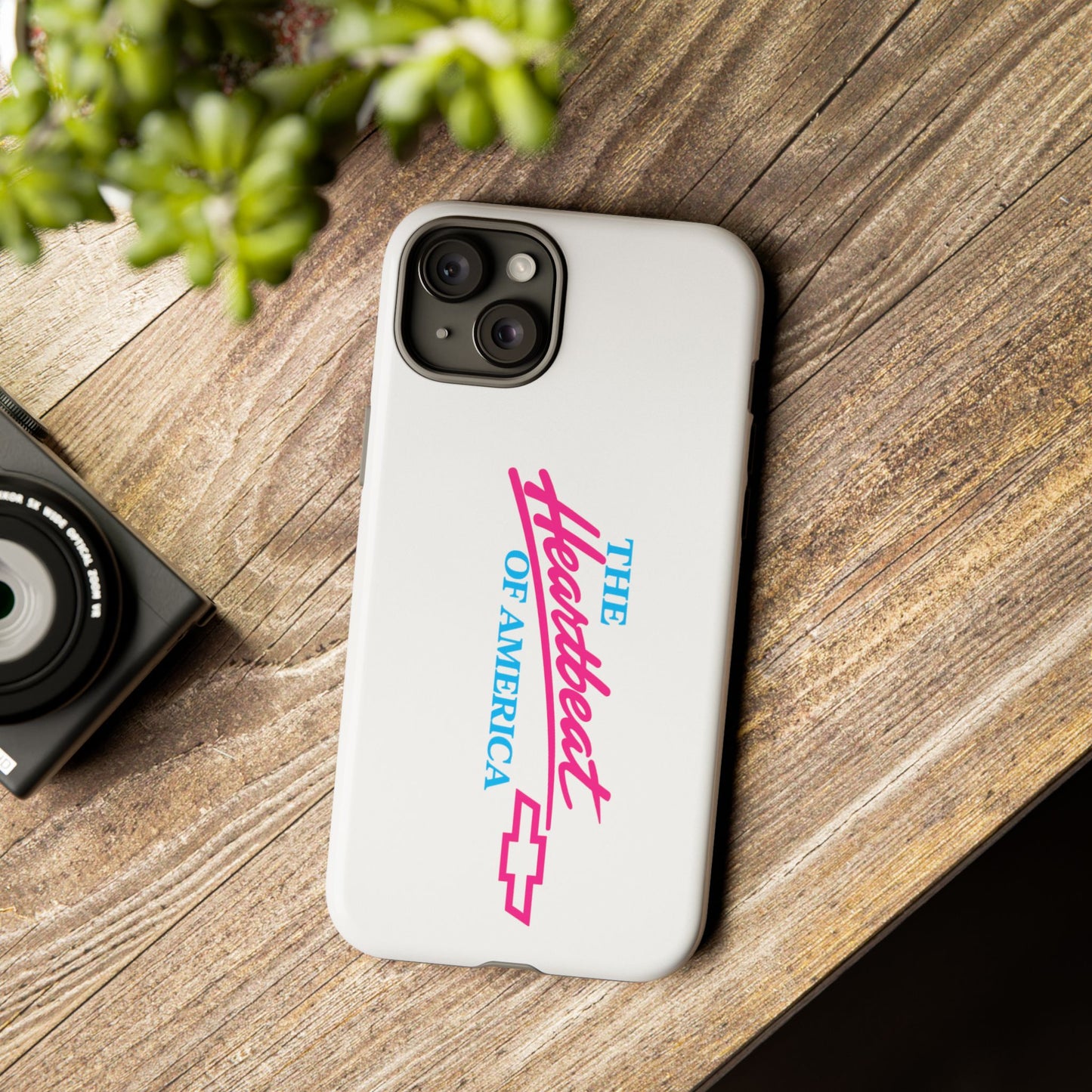 White  “The Heartbeat of America” Retro Chevy Logo, Slim Protective Cover