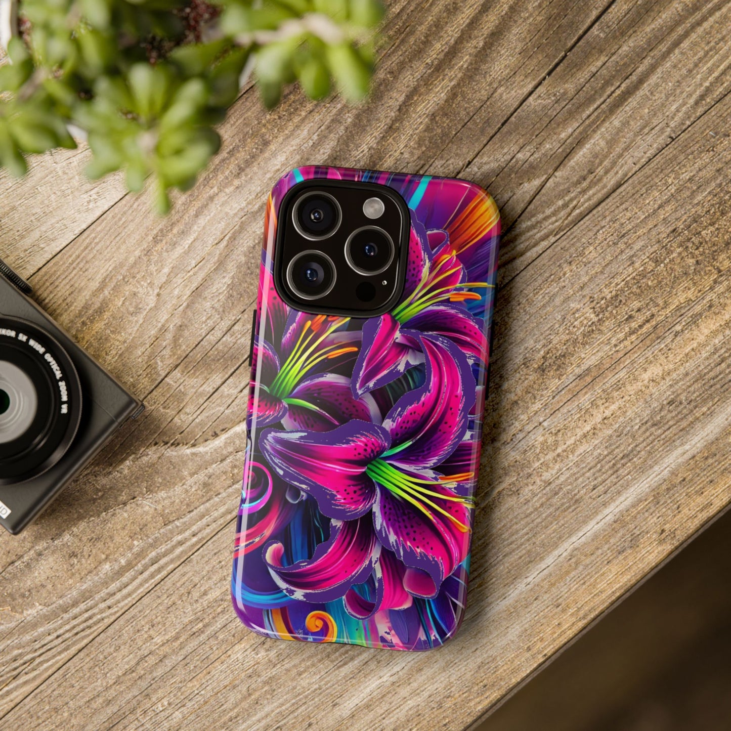 Neon Lily Illustration Tough Case | Floral Phone Cover